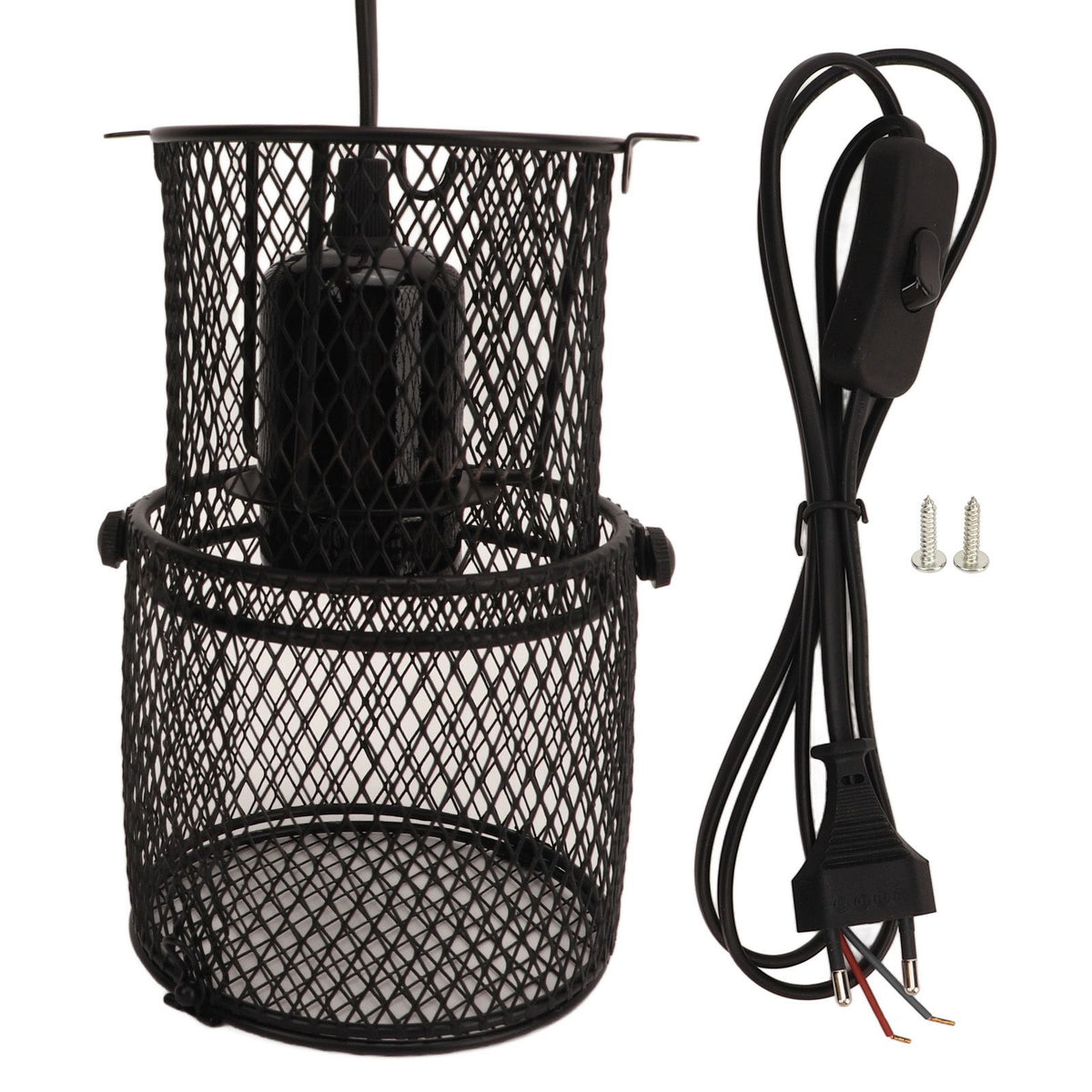 Reptile Heat Lamp Guard Avoid Scald Retractable Heating Lamp Mesh Cover Heat Protector with E27 Ceramic Lamp Holder EU Plug 220‑240V