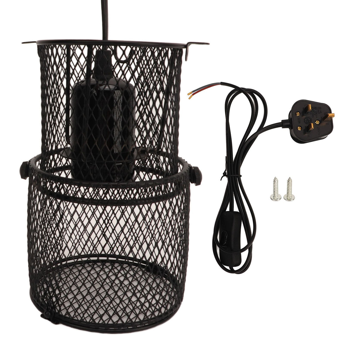 Reptile Heat Lamp Guard Avoid Scald Retractable Heating Lamp Mesh Cover Heat Protector with E27 Ceramic Lamp Holder UK Plug 220‑240V