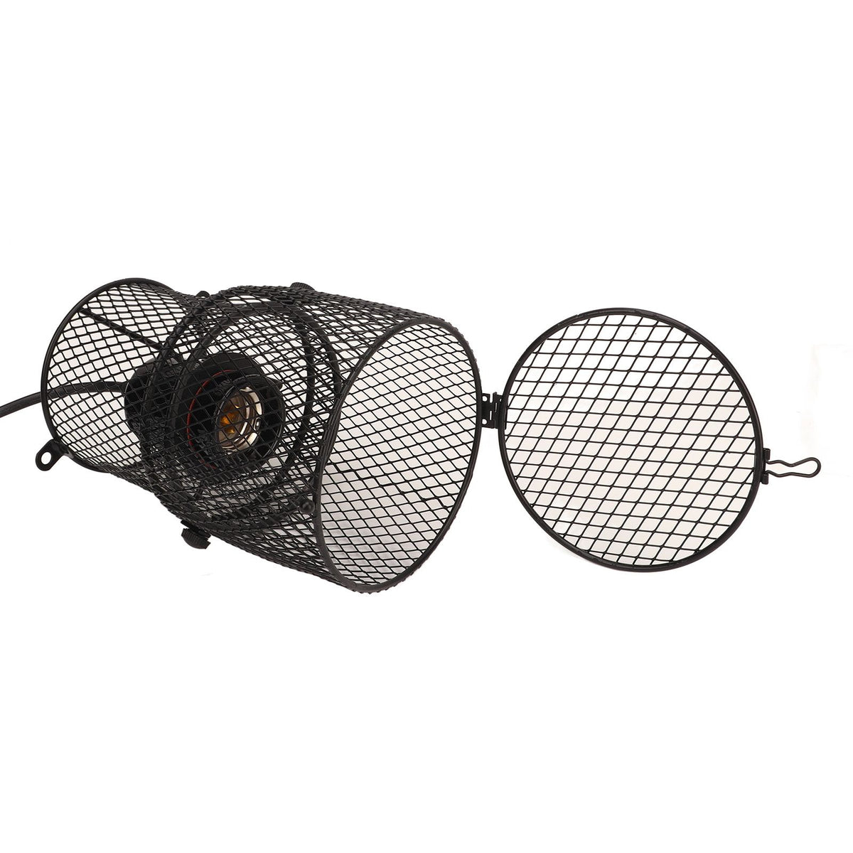 Reptile Heat Lamp Guard Avoid Scald Retractable Heating Lamp Mesh Cover Heat Protector with E27 Ceramic Lamp Holder UK Plug 220‑240V