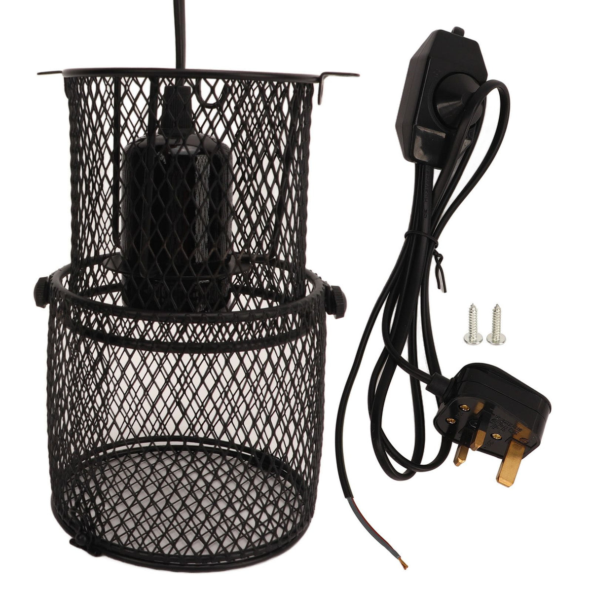 Reptile Heat Lamp Guard Avoid Scald Retractable Reptile Heat Lamp Mesh Cover Heat Protector with E27 Ceramic Lamp Holder UK Plug 220‑240V