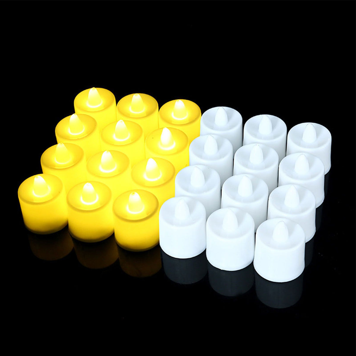 24PCS Electric Candle Flameless Candle LED Reusable Multiple Light Modes Candle Light with 2 Button Battery for Party Warm White