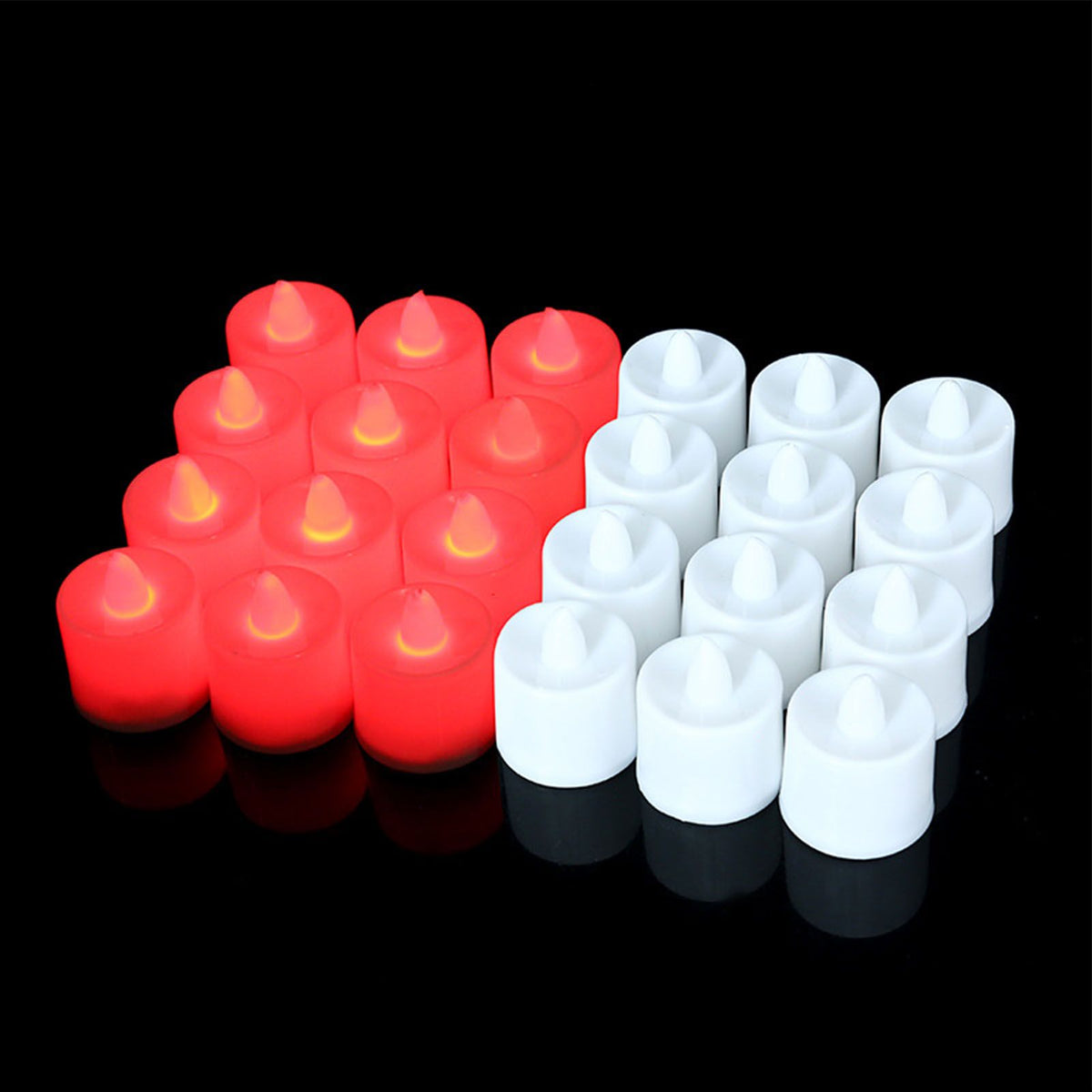 24PCS Electric Candle Flameless Candle LED Reusable Multiple Light Modes Candle Light with 2 Button Battery for Party Red