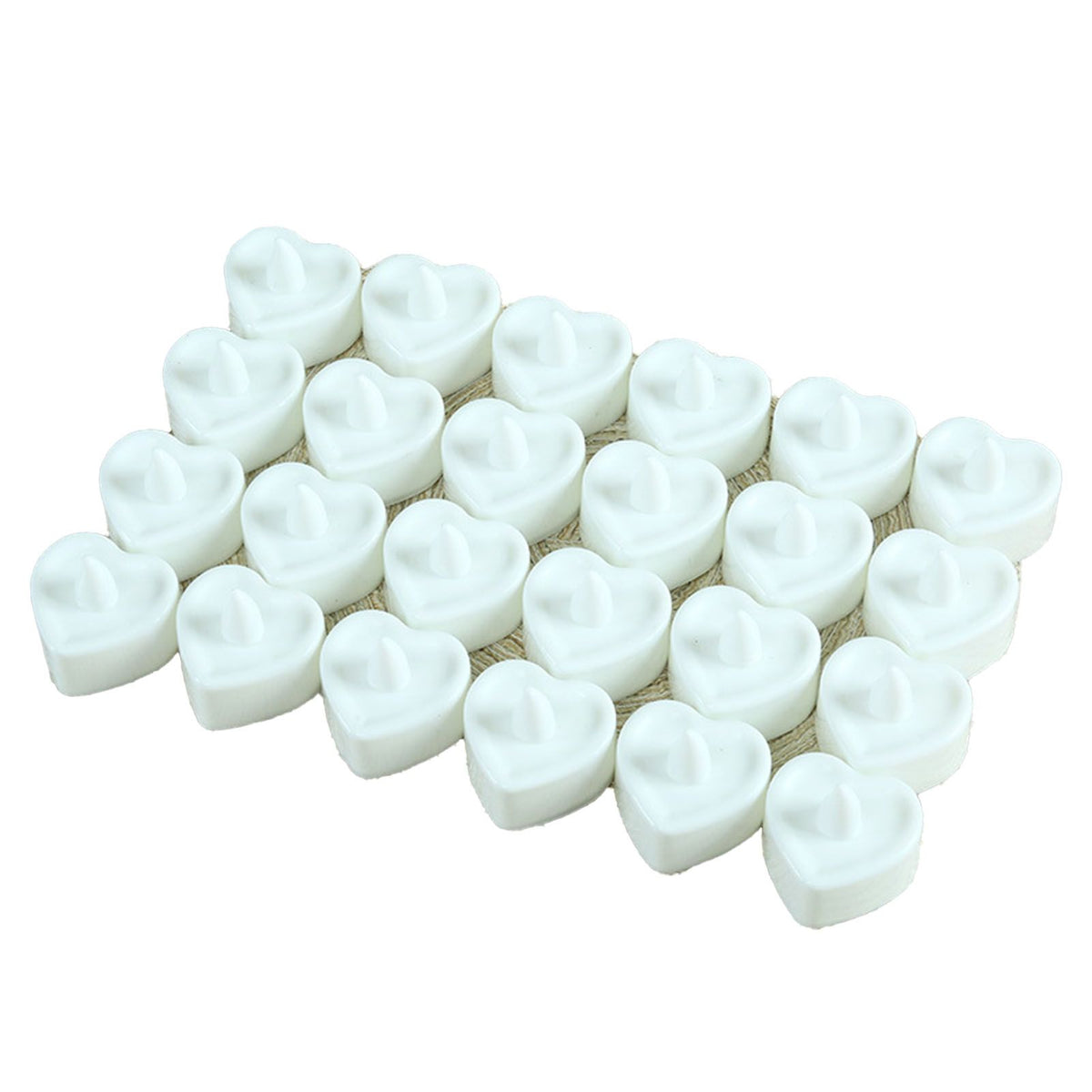 24PCS Love Heart Shape Candles Plastic LED Flameless Odorless Remote Control Tea Lights for Home Decor White