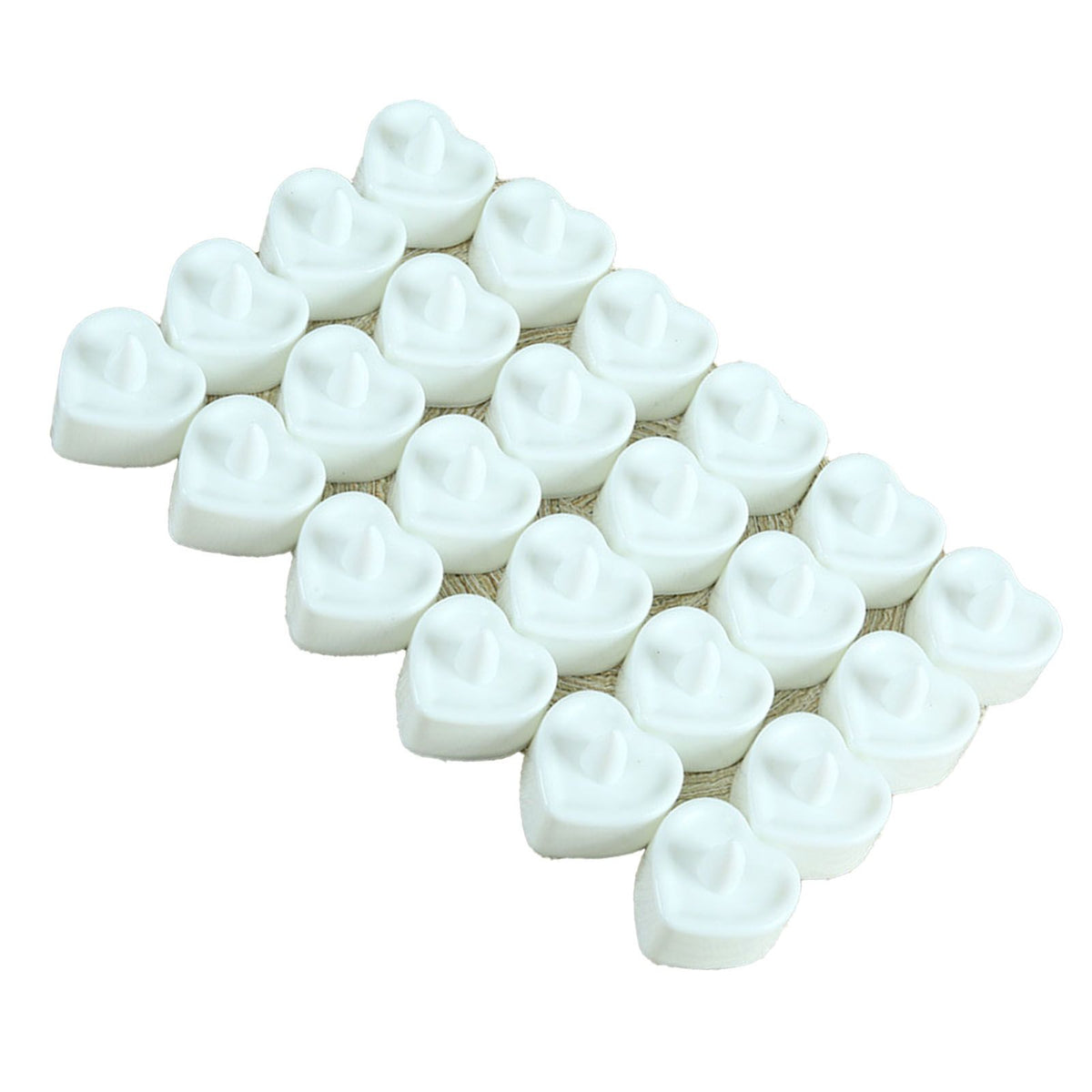 24PCS Love Heart Shape Candles Plastic LED Flameless Odorless Remote Control Tea Lights for Home Decor White