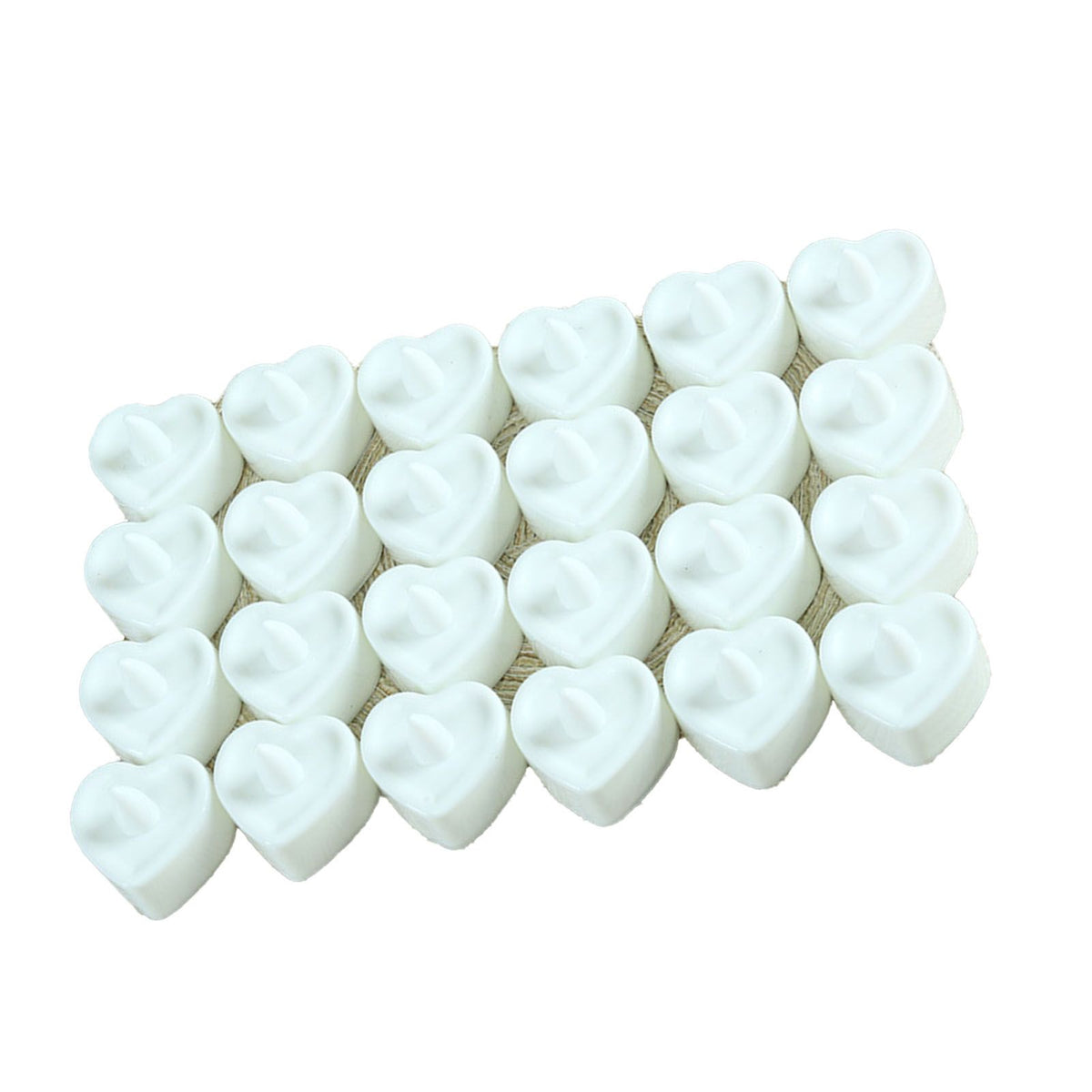 24PCS Love Heart Shape Candles Plastic LED Flameless Odorless Remote Control Tea Lights for Home Decor White