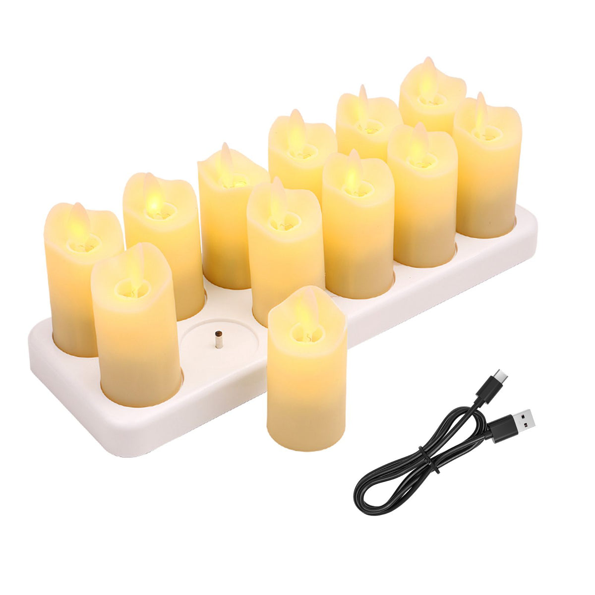 12PCS LED Candles Warm Yellow Lighting Artificial Electric Candle with Base for Votive Anniversary Wedding Centerpiece Table Decor
