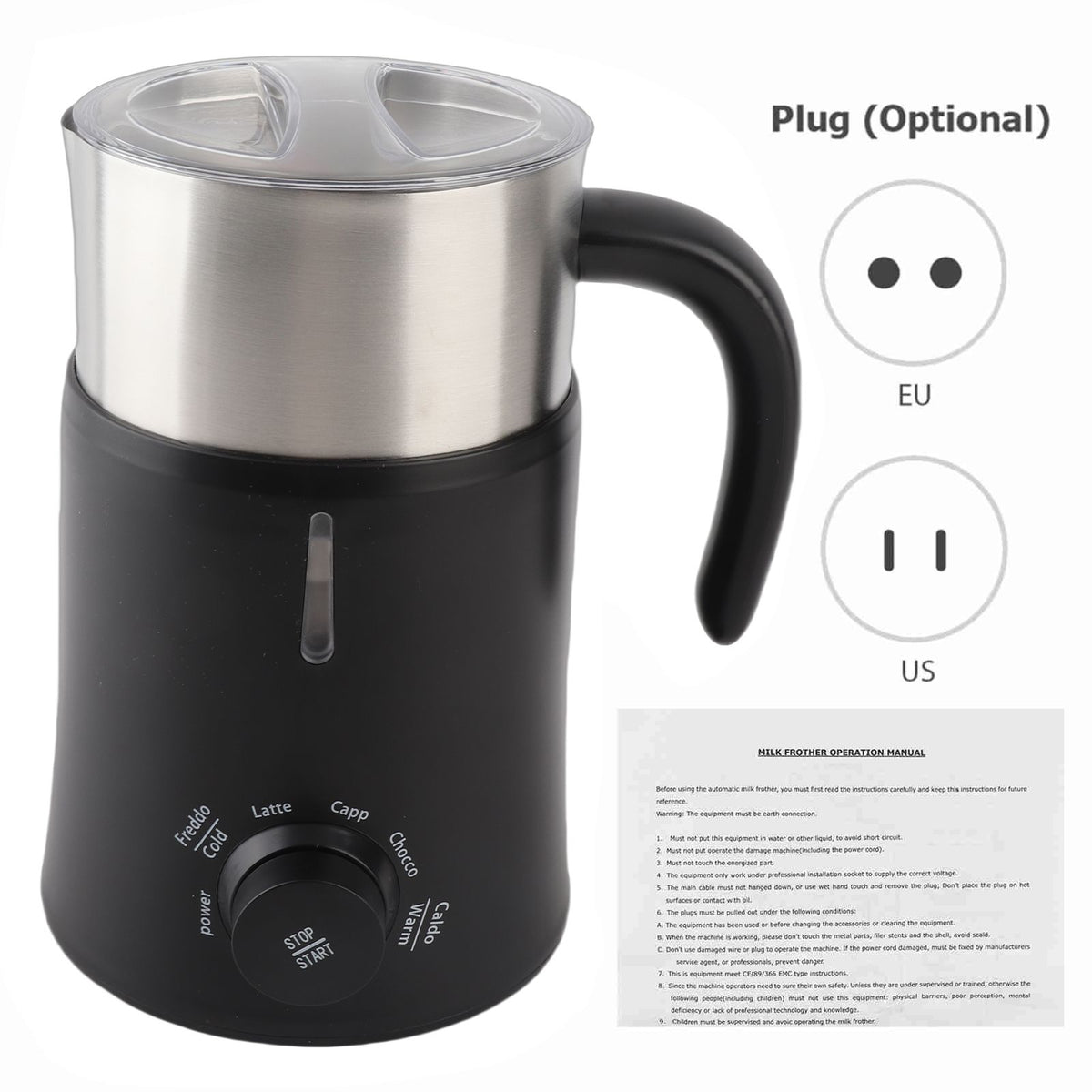5 in 1 Electric Milk Frother - 24oz/700ml Hot and Cold Foam Maker and Milk Warmer for Latte / Cappuccinos / Hot Chocolate 500W Non-Slip Coffee Frother
