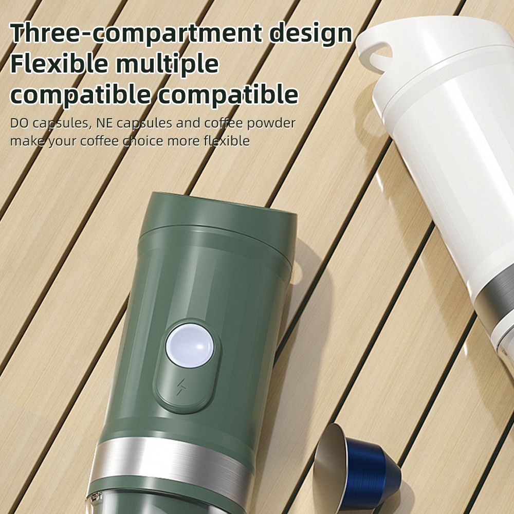 Portable Electric Espresso Coffee Machine Cordless Heat and Cold Brew 3oz Single Serve Mini Coffee Maker with 3-IN-1 Coffee Powder/N Capsule/DG Capsule 20Bar Pump Pressure Rechargeable 9600mAh Battery