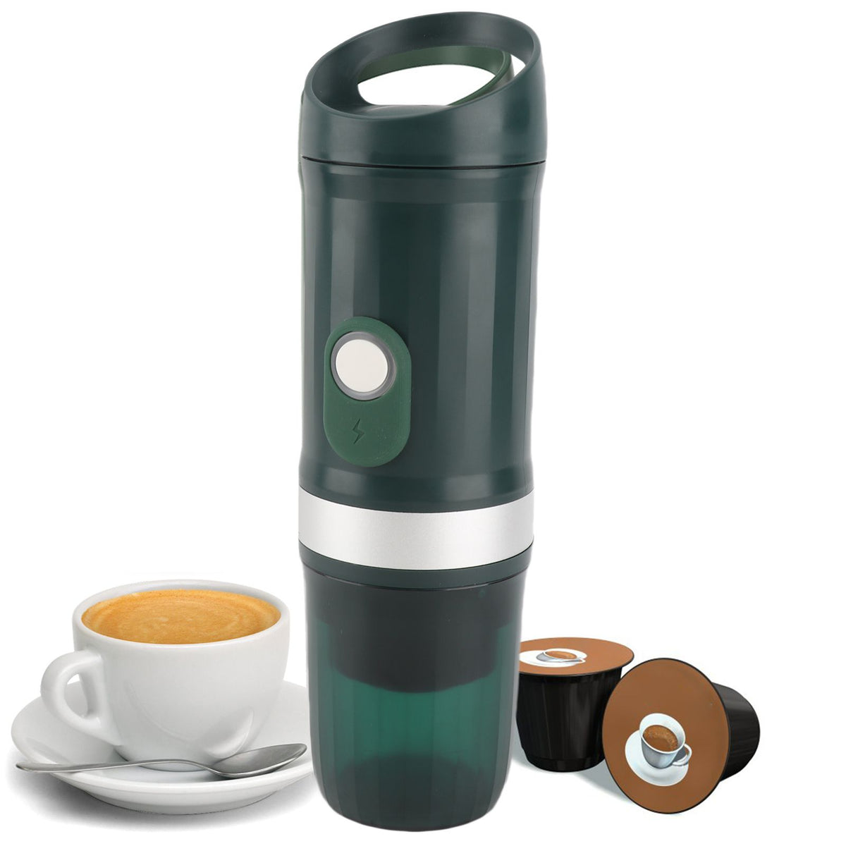 Portable Electric Espresso Coffee Machine Cordless Heat and Cold Brew 250mL Single Serve Mini Coffee Maker with 3-IN-1 Coffee Powder/N Capsule/DG Capsule 20Bar Pump Pressure Rechargeable 9600mAh B