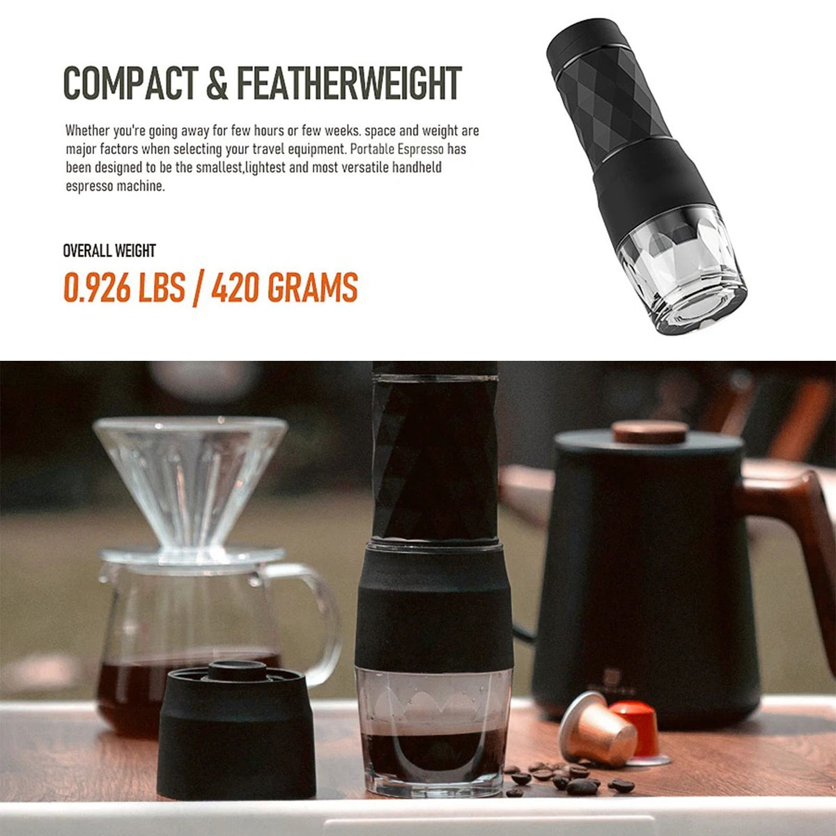 CAFELFFE 3-in-1 Portable Manual Espresso Coffee Machine 18Bar Cold and Hot Brew Mini Coffee Maker with Milk Foam Press Lever 120ml Cup Work with DG/NES Capsule and Ground Coffee