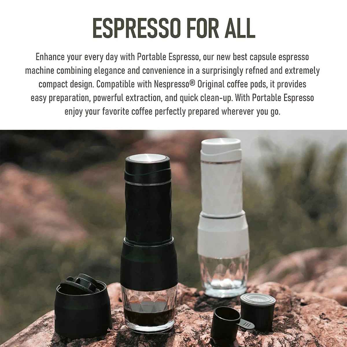 CAFELFFE 3-in-1 Portable Manual Espresso Coffee Machine 18Bar Cold and Hot Brew Mini Coffee Maker with Milk Foam Press Lever 120ml Cup Work with DG/NES Capsule and Ground Coffee