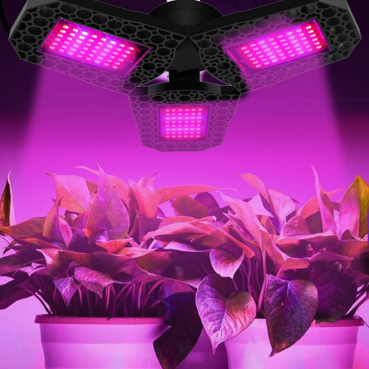 LED Plant Grow Light Foldable Red and Blue Spectrum Plant Light Triple Leaf Trellis Nursery Grow Lights