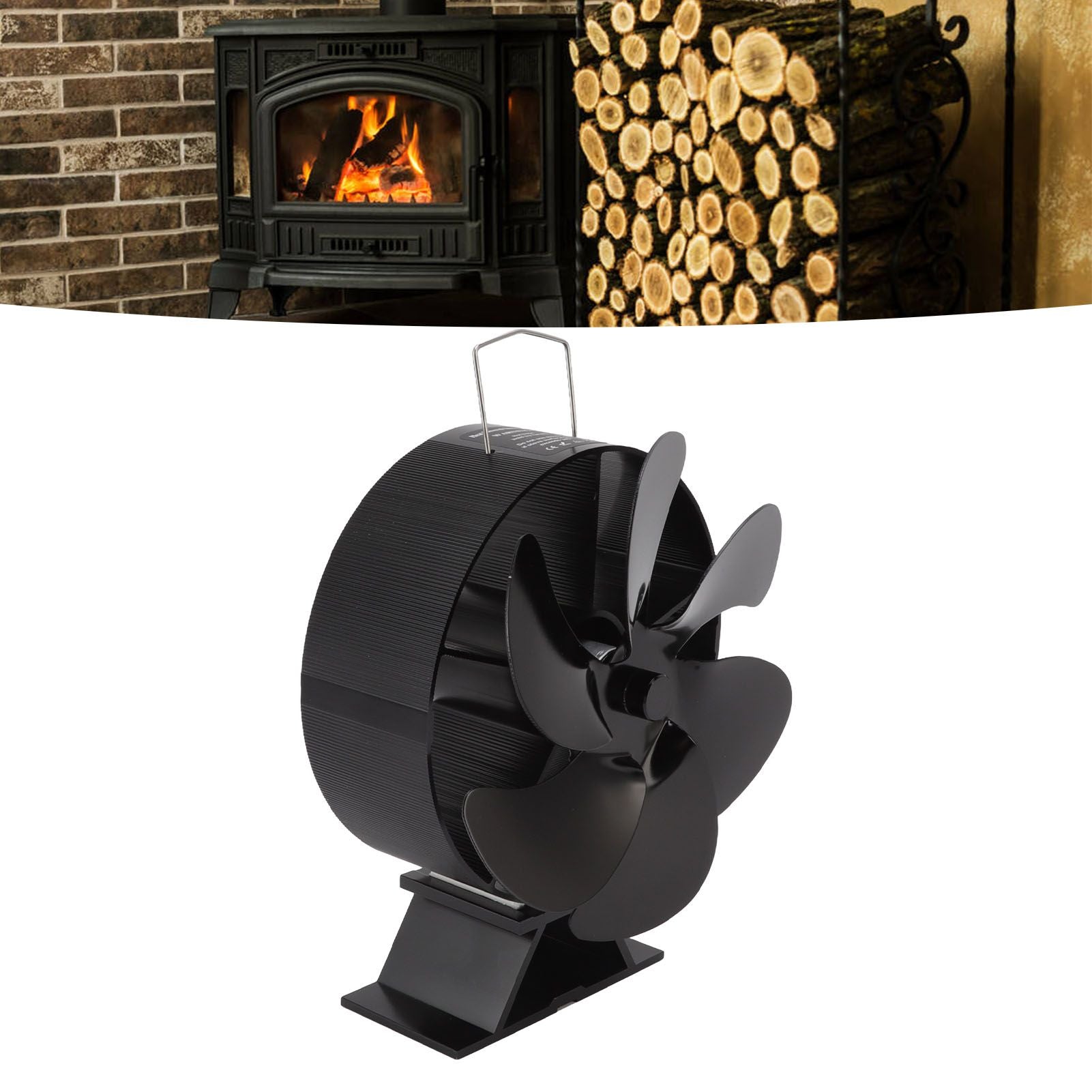 6 Blades Fireplace Fan Thermoelectric Module Wood Stove Fan Heat Powered Wood Burning Air Circulation Fan for Home