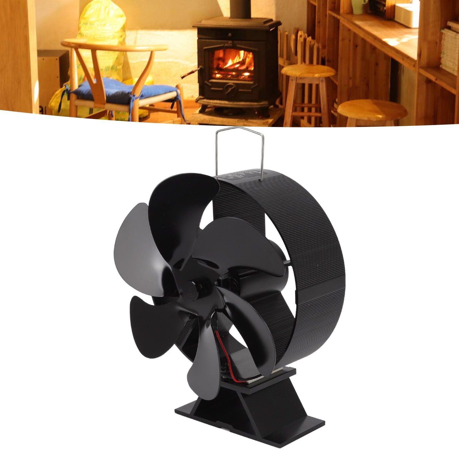 6 Blades Fireplace Fan Thermoelectric Module Wood Stove Fan Heat Powered Wood Burning Air Circulation Fan for Home