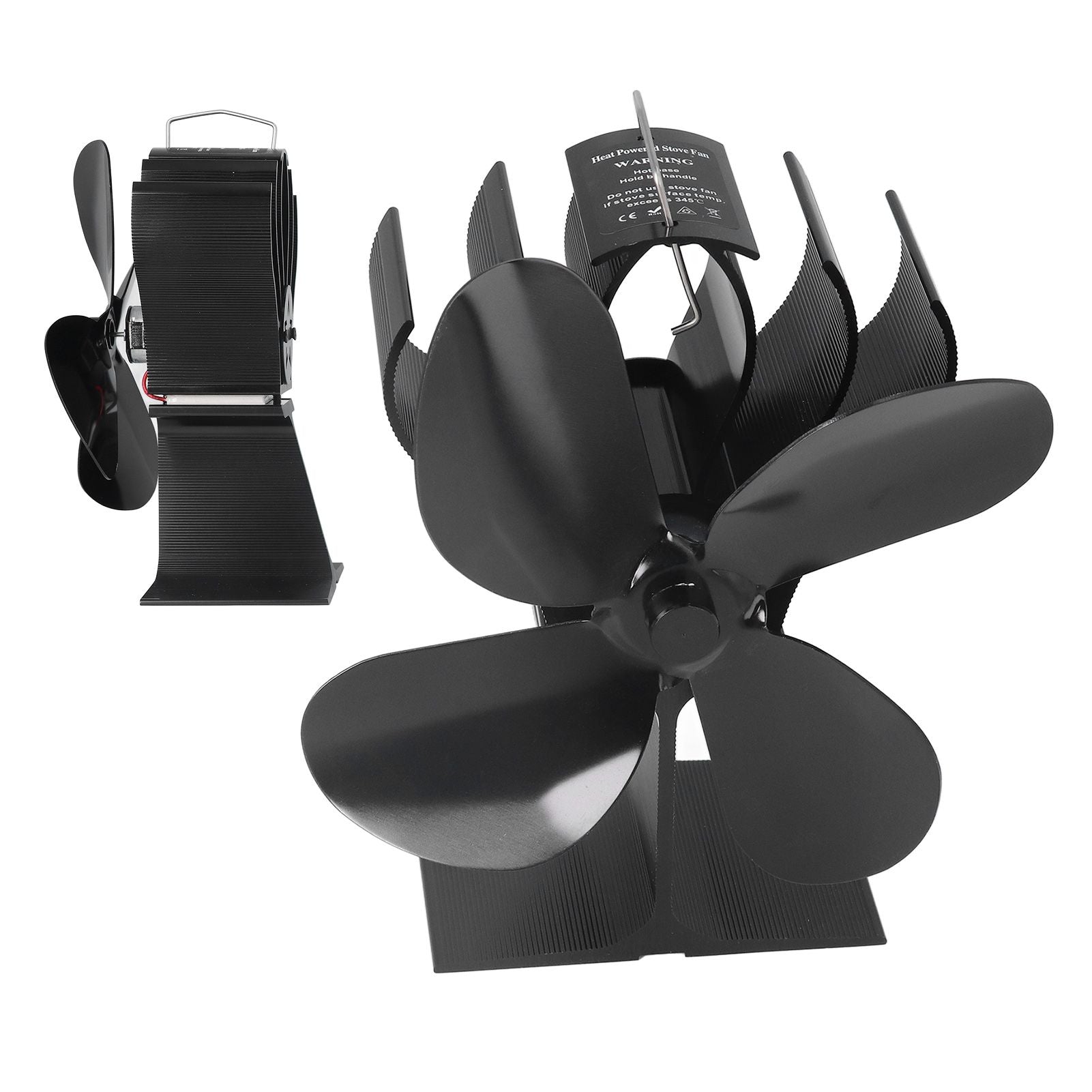 4 Blade Fireplace Fan Aluminium Alloy Heat Powered High Temperature Resistant Stove Fan for Home
