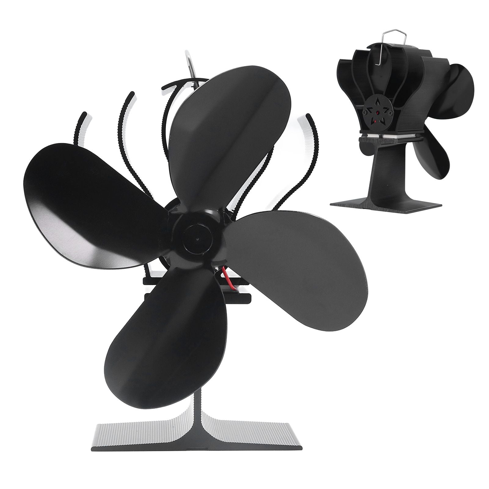 4 Blade Fireplace Fan Aluminium Alloy Heat Powered High Temperature Resistant Stove Fan for Home