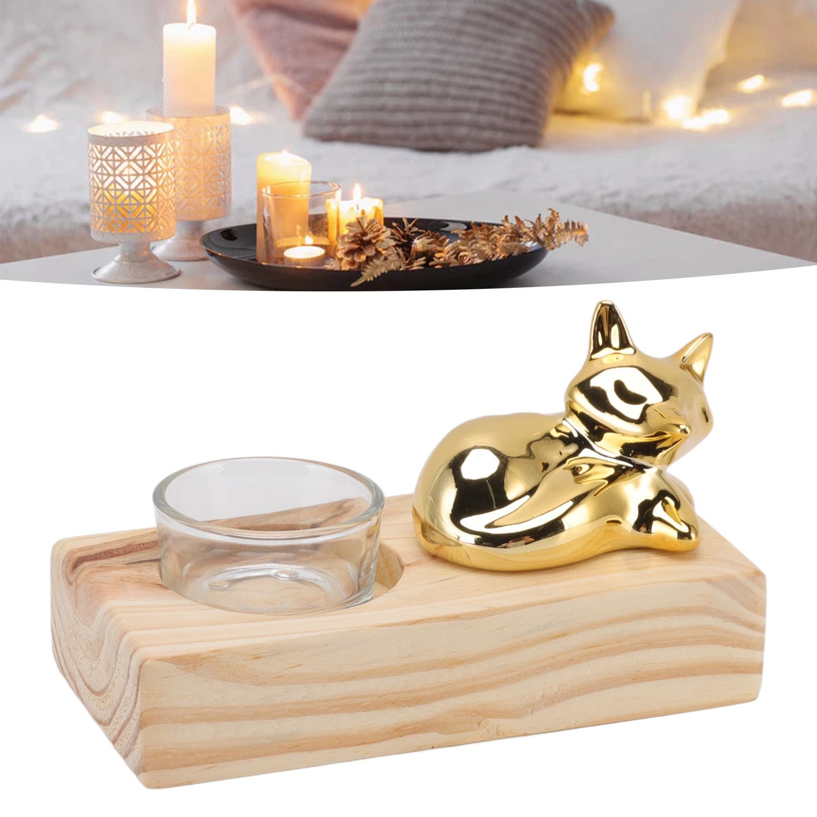 Candle Holder Decor Nordic Wooden Ceramic Glass Household Party Bedroom Ornament Gift