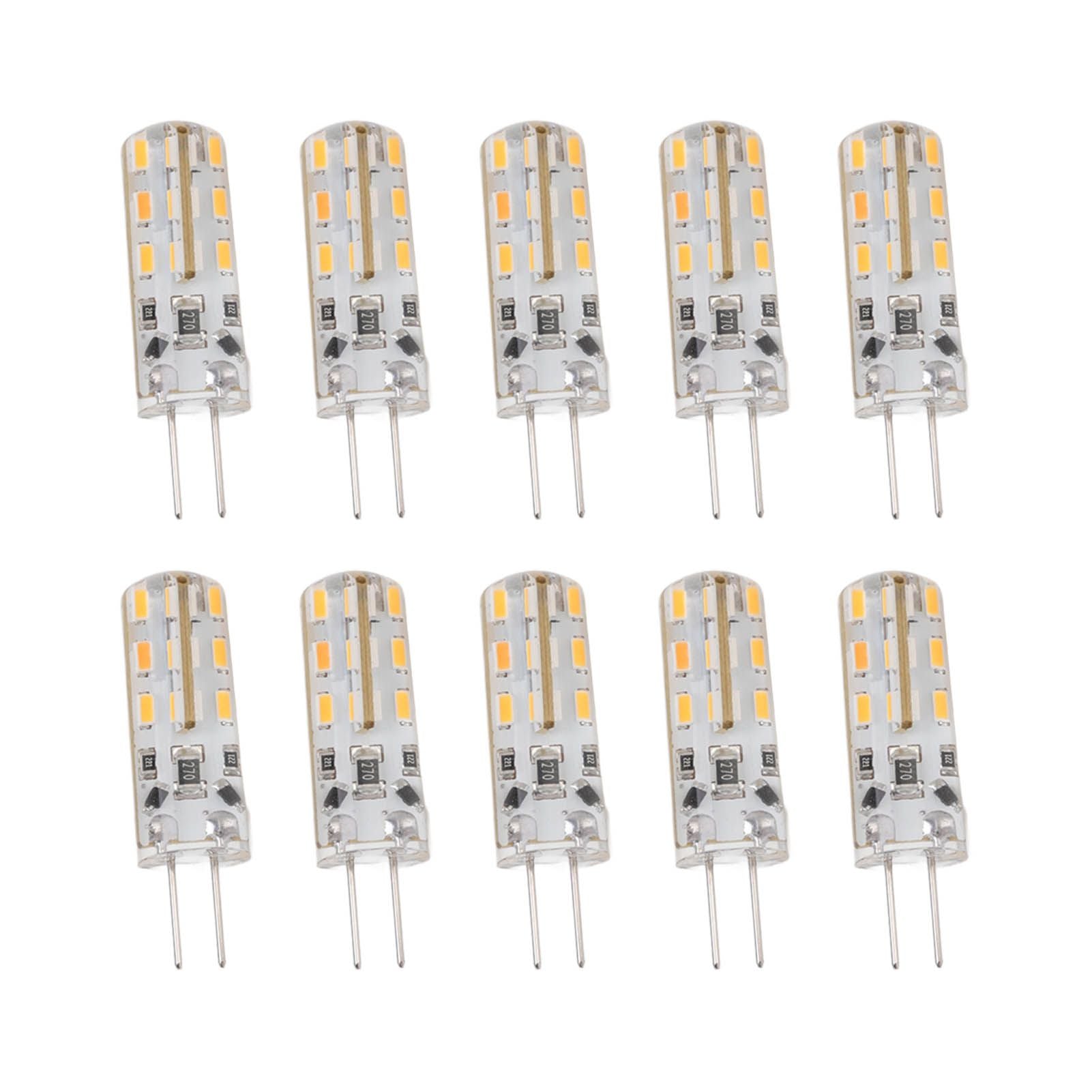 10pcs G4 LED Bulb 1.5W DC12V Warm White 3000K 110LM Bi Pin Light Bulbs LED for Cabinet Lighting Courtyard