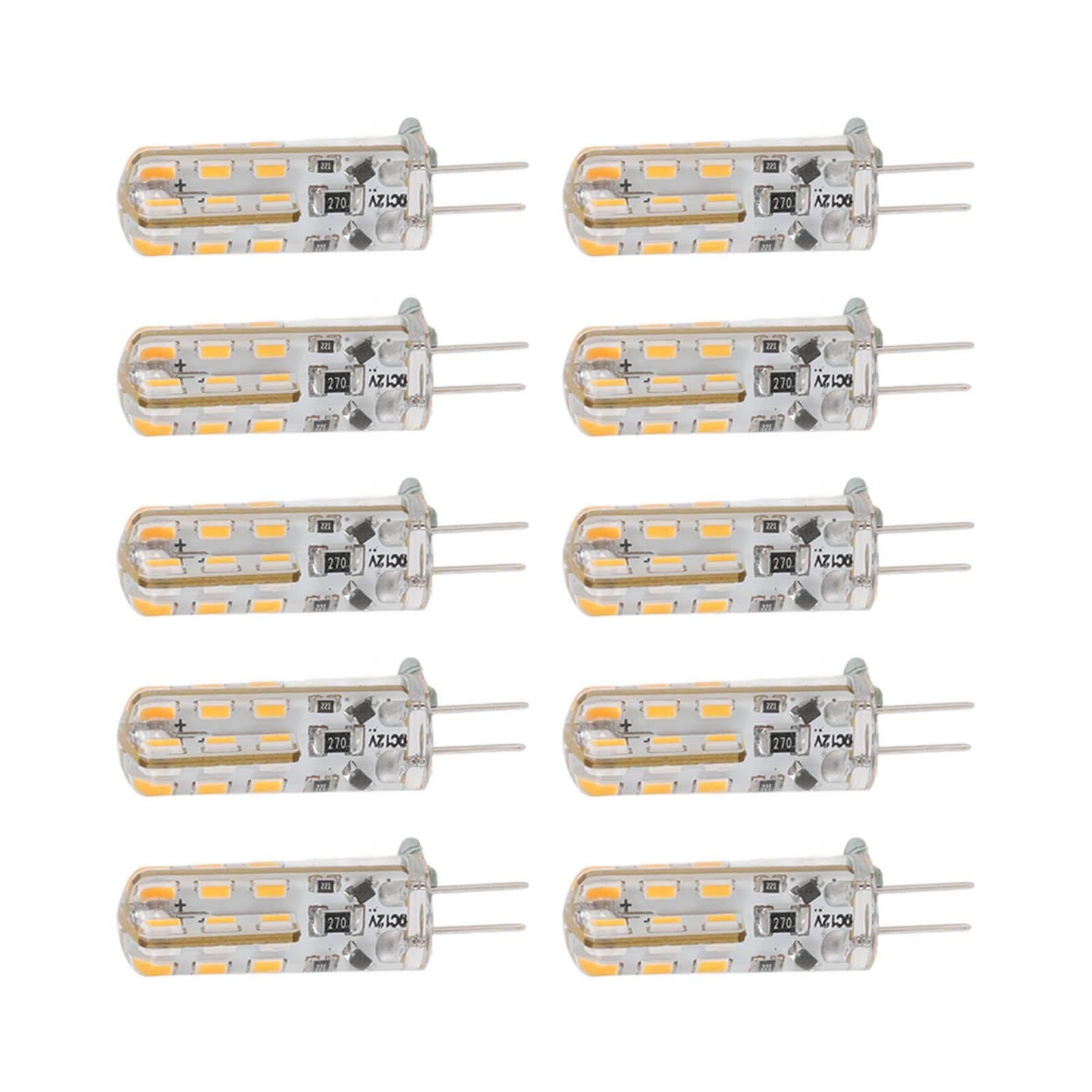 10pcs G4 LED Bulb 1.5W DC12V Warm White 3000K 110LM Bi Pin Light Bulbs LED for Cabinet Lighting Courtyard