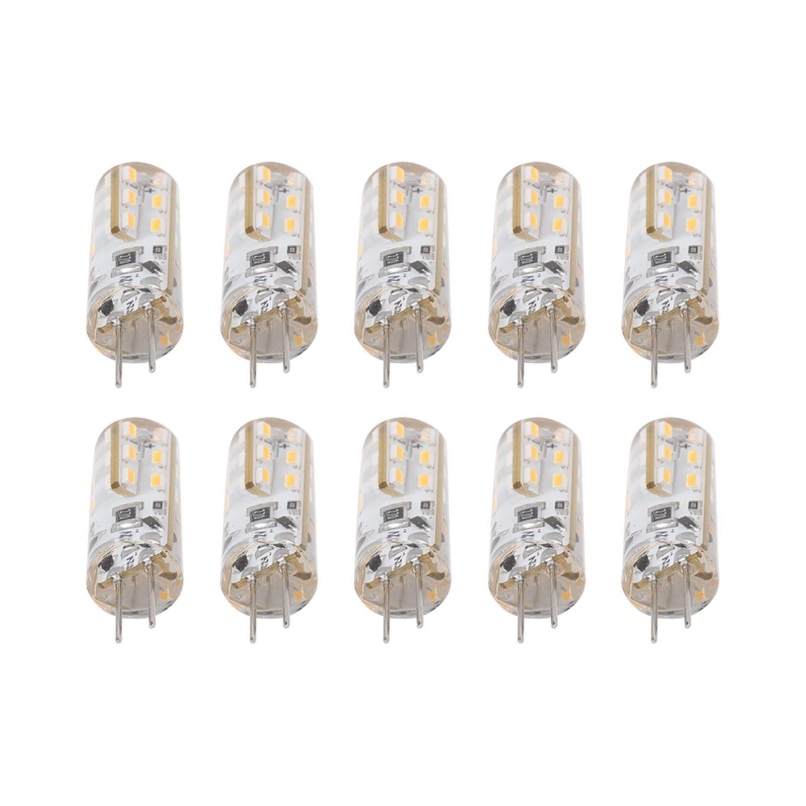 10pcs G4 LED Bulb 1.5W DC12V Warm White 3000K 110LM Bi Pin Light Bulbs LED for Cabinet Lighting Courtyard