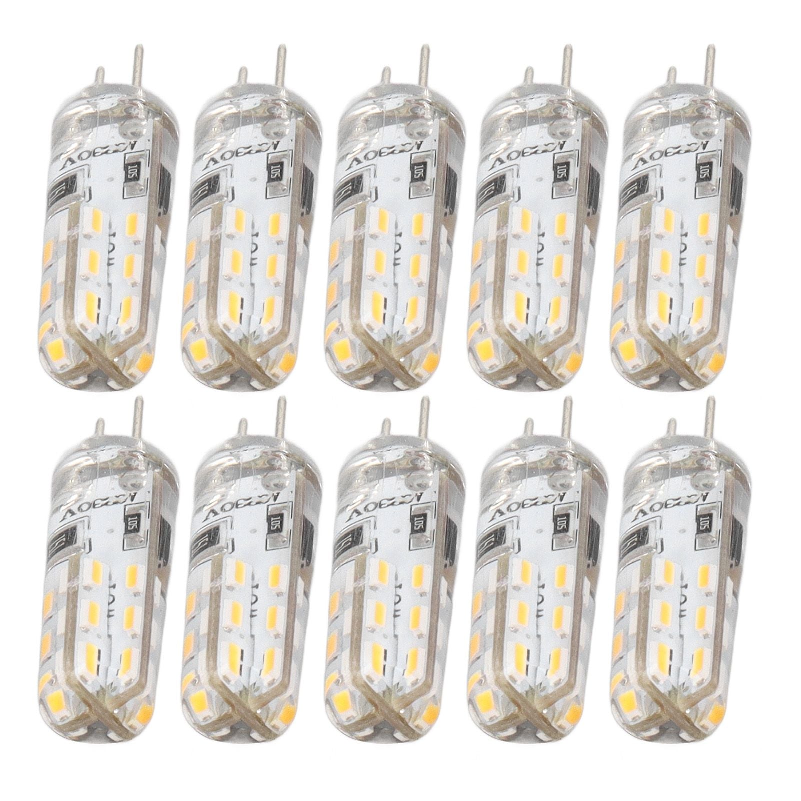 10 Pcs G4 LED Bulbs Bi Pin Base Silicone Warm White 3000K 1.5W AC220V 110LM Landscape Bulbs Replacement