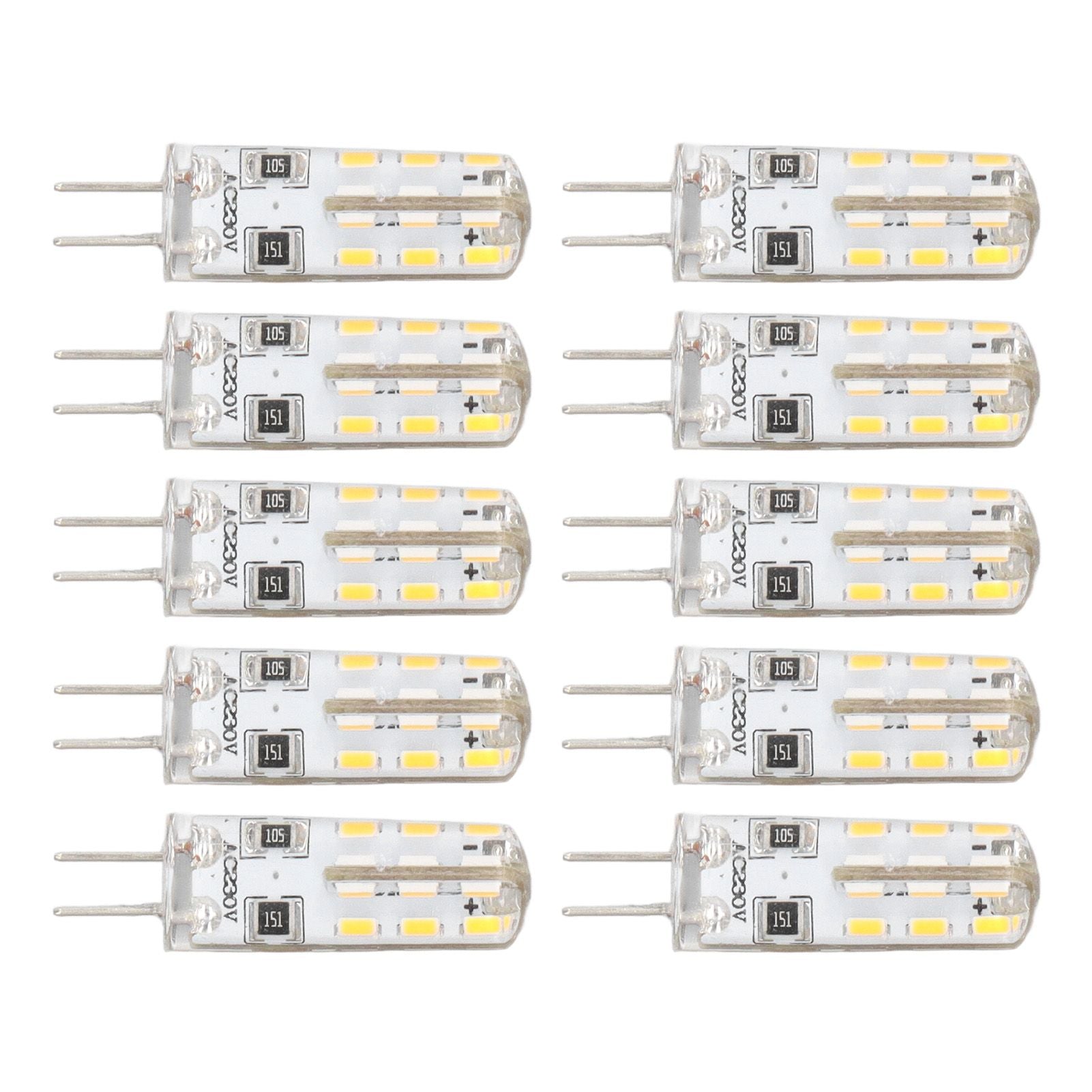 10 Pcs G4 LED Bulbs Bi Pin Base Silicone Warm White 3000K 1.5W AC220V 110LM Landscape Bulbs Replacement