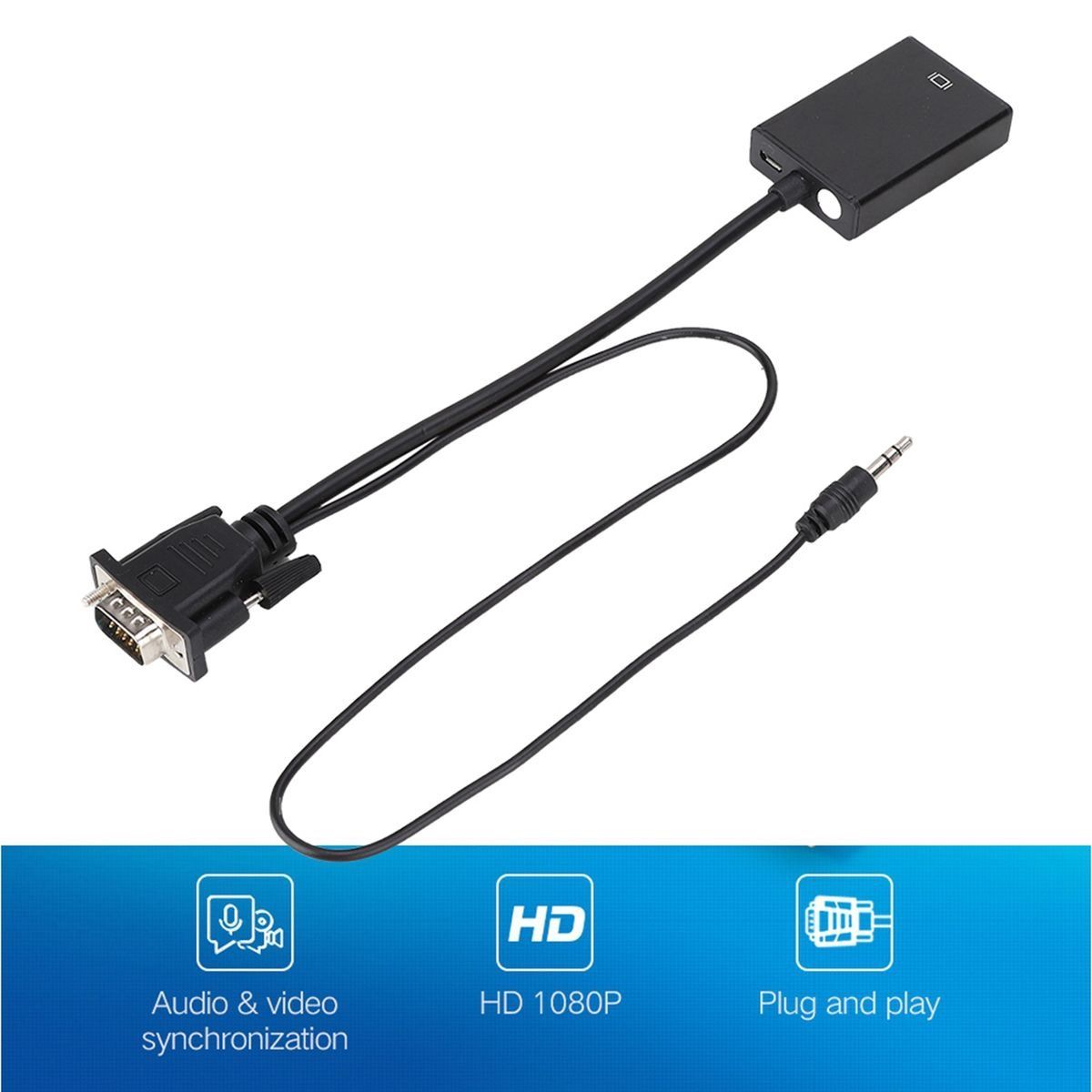 VGA to HDMI Adapter With Audio For Projector PC HDTV 1080P