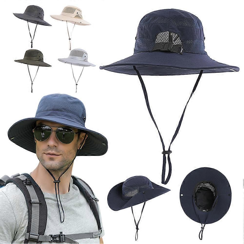Foldable Anti-UV Bucket Sun Hat, Adjustable Wide Brim Summer Cycling Cap - Dark Gray