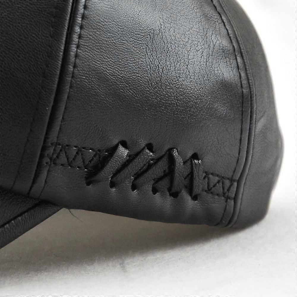 Men's PU Leather Baseball Cap, Adjustable Sports Hat, Deep Coffee