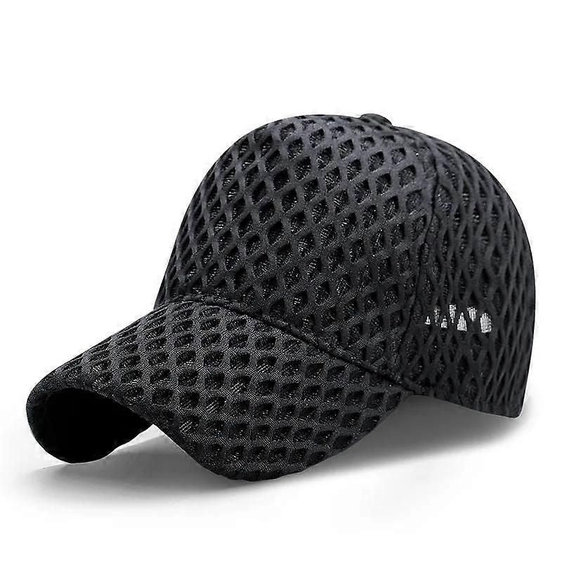 Oversize Mesh Trucker Cap, Big Brim Breathable Baseball Cap for Summer - Black L