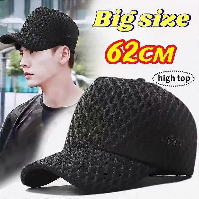 Oversize Mesh Trucker Cap, Big Brim Breathable Baseball Cap for Summer - Black L