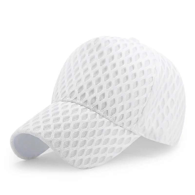 Oversize Mesh Trucker Cap, Big Brim Breathable Baseball Cap for Summer - White M