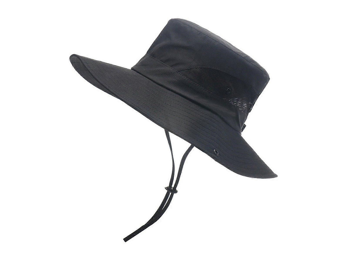 Wide Brim Bucket Hat, Breathable Hiking Fisherman Sun Hat, Light Gray