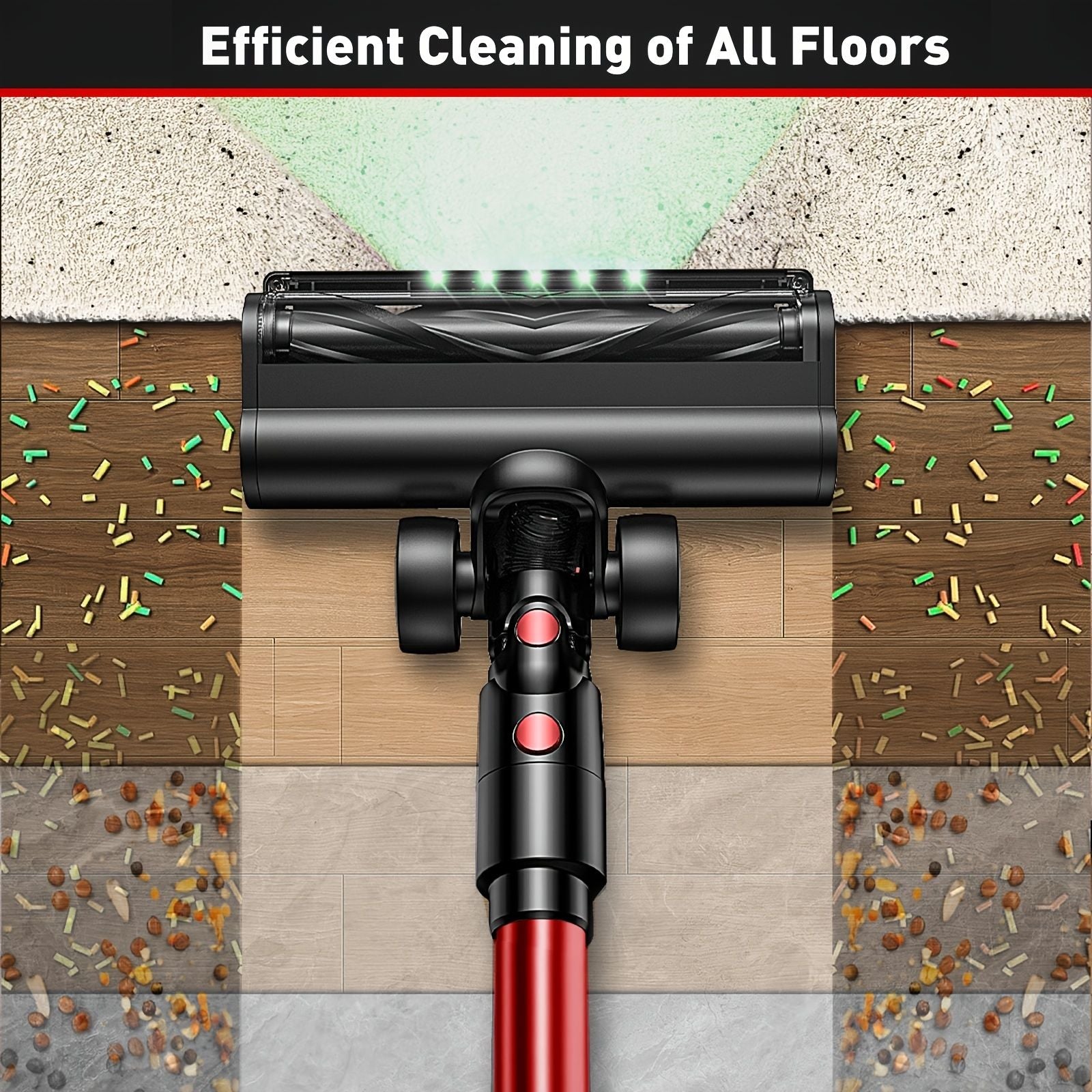 Cordless Vacuum Cleaner 8 in 1 55Kpa Powerful Suction Lightweight,LED Display,45Mins Detachable Battery Vacuum for Floor/Carpet