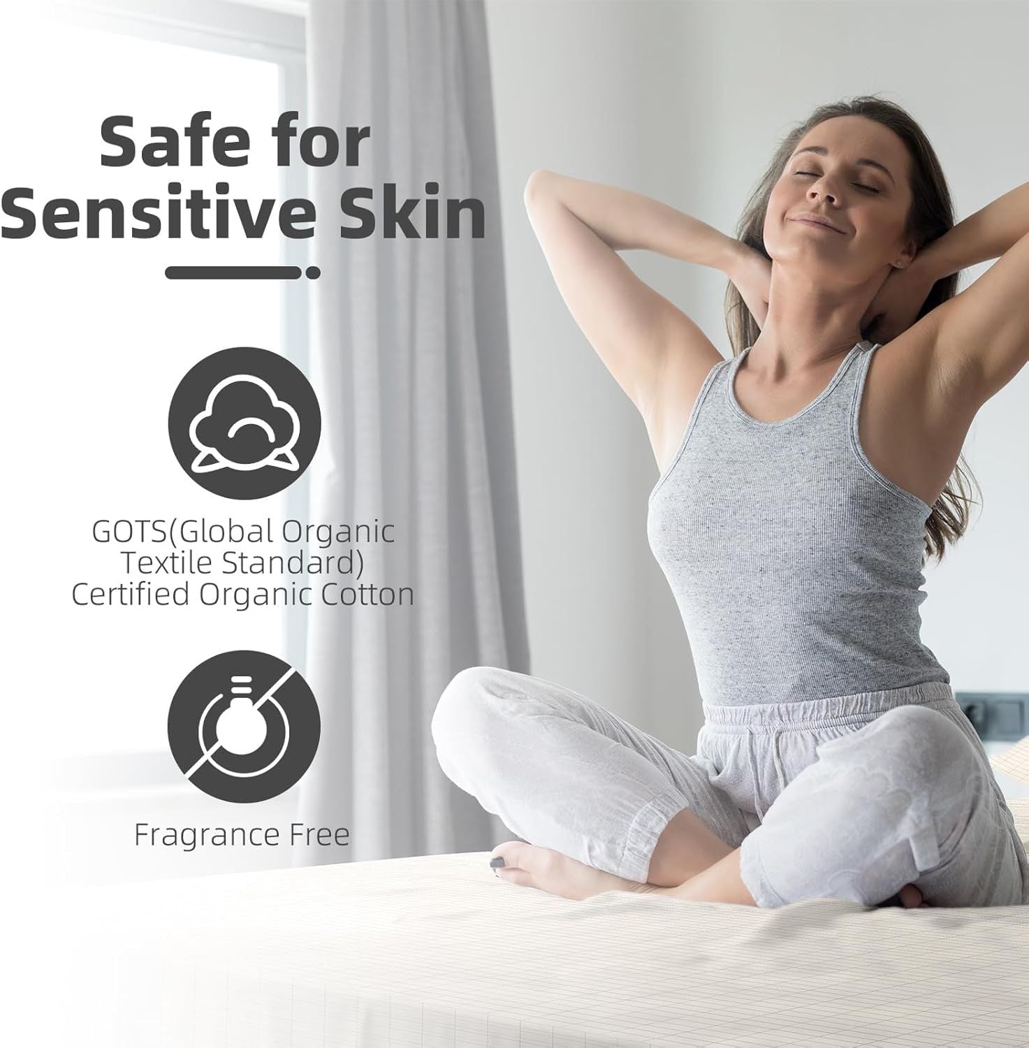 Bed Earthing Fitted Sheet AU Plug Grounding Connection Cord Conductive Mat Fiteed(White, Double 137x190cm+33cm)