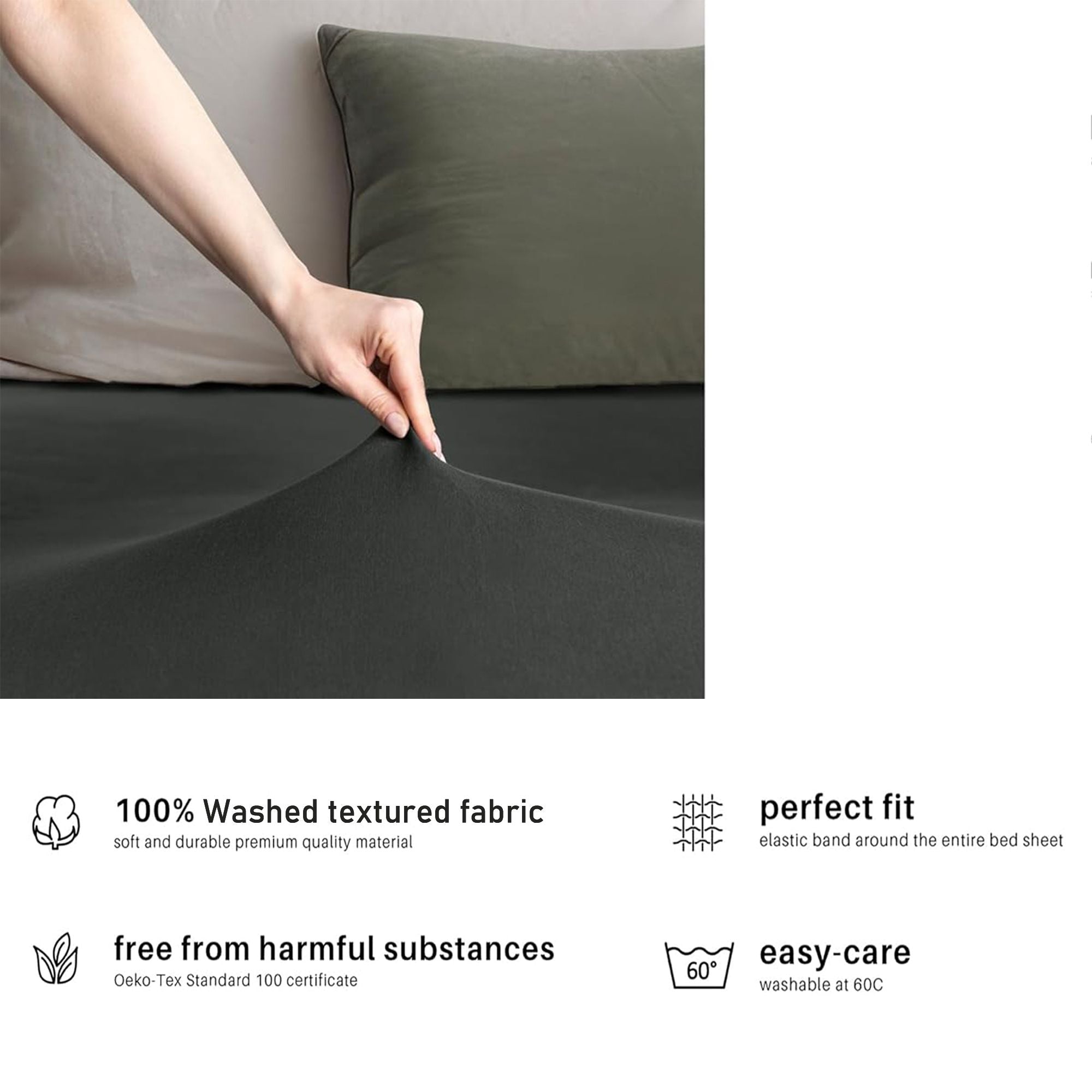 Hotel Quality Fitted sheets - 2 Piece Fitted sheets  -Breathable Bedding - Wrinkle, Fade, Stain Resistant- 26inch/40cm Deep Pocket Fitted Bed Sheet-Wrinkle and Fade Resistant,(Dark gray,Double)