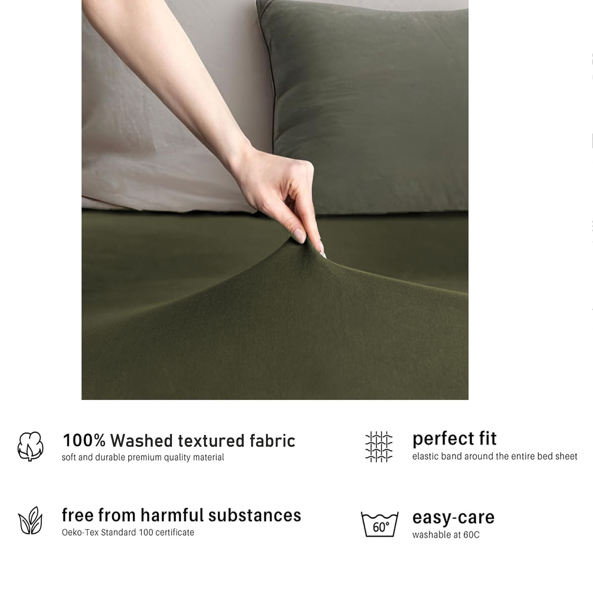 Hotel Quality Fitted sheets - 2 Piece Fitted sheets  -Breathable Bedding - Wrinkle, Fade, Stain Resistant- 26inch/40cm Deep Pocket Fitted Bed Sheet-Wrinkle and Fade Resistant,(Olive green,King)