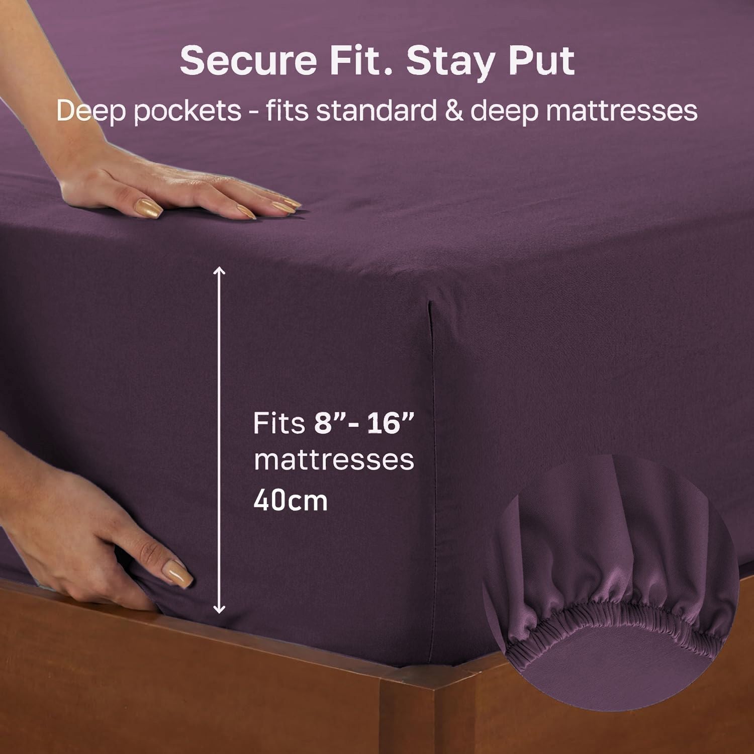 Hotel Quality Fitted sheets - 2 Piece Fitted sheets  -Breathable Bedding - Wrinkle, Fade, Stain Resistant- 26inch/40cm Deep Pocket Fitted Bed Sheet-Wrinkle and Fade Resistant,(Purple,King)
