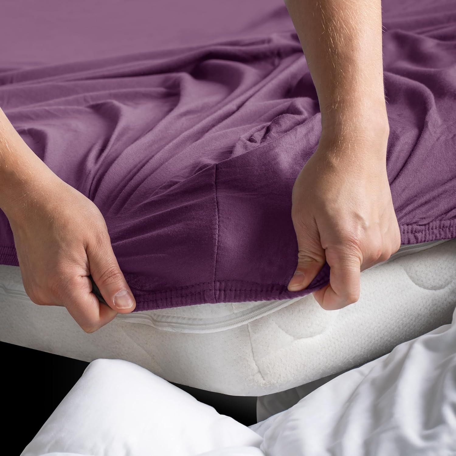 Hotel Quality Fitted sheets - 2 Piece Fitted sheets  -Breathable Bedding - Wrinkle, Fade, Stain Resistant- 26inch/40cm Deep Pocket Fitted Bed Sheet-Wrinkle and Fade Resistant,(Purple,King)