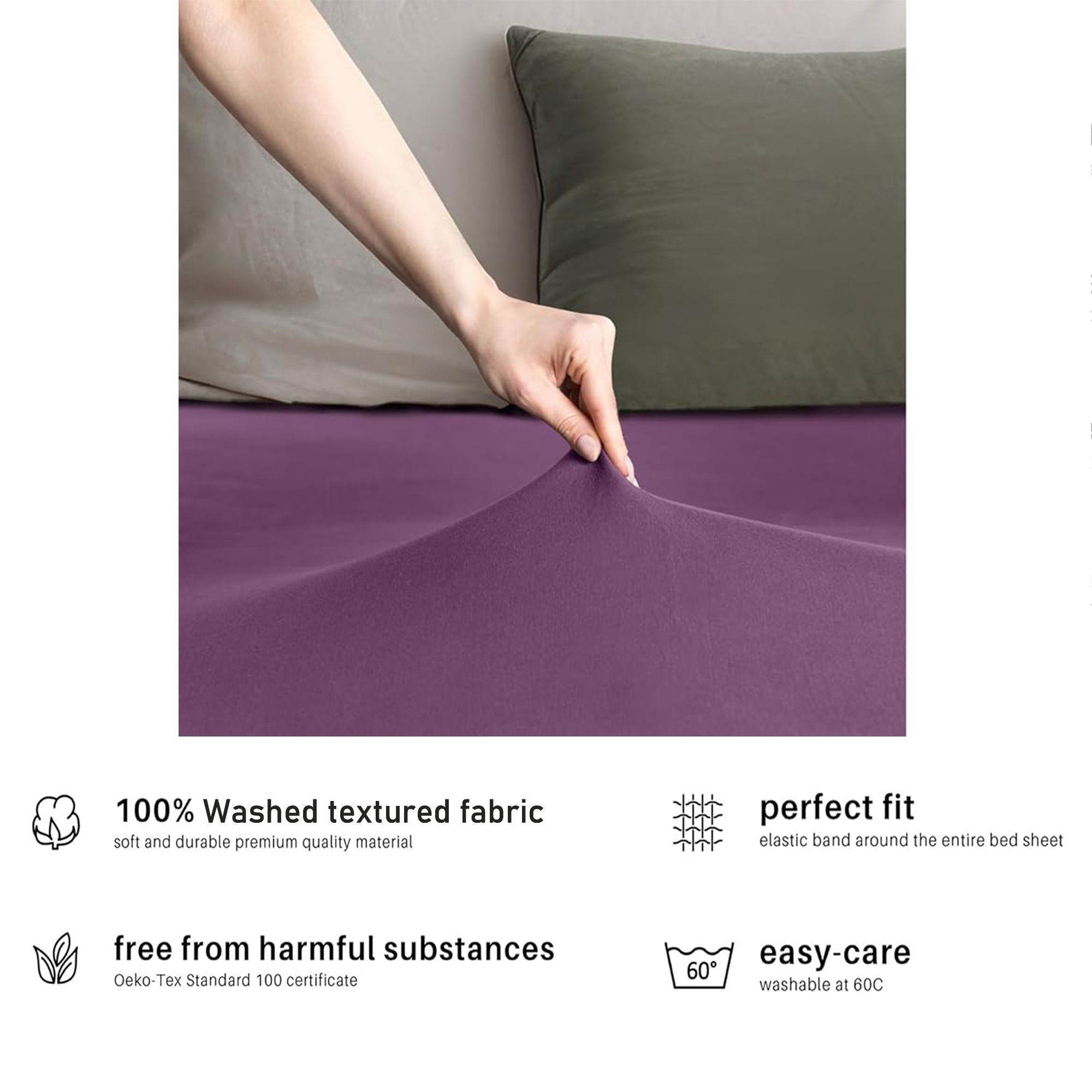 Hotel Quality Fitted sheets - 2 Piece Fitted sheets  -Breathable Bedding - Wrinkle, Fade, Stain Resistant- 26inch/40cm Deep Pocket Fitted Bed Sheet-Wrinkle and Fade Resistant,(Purple,King)