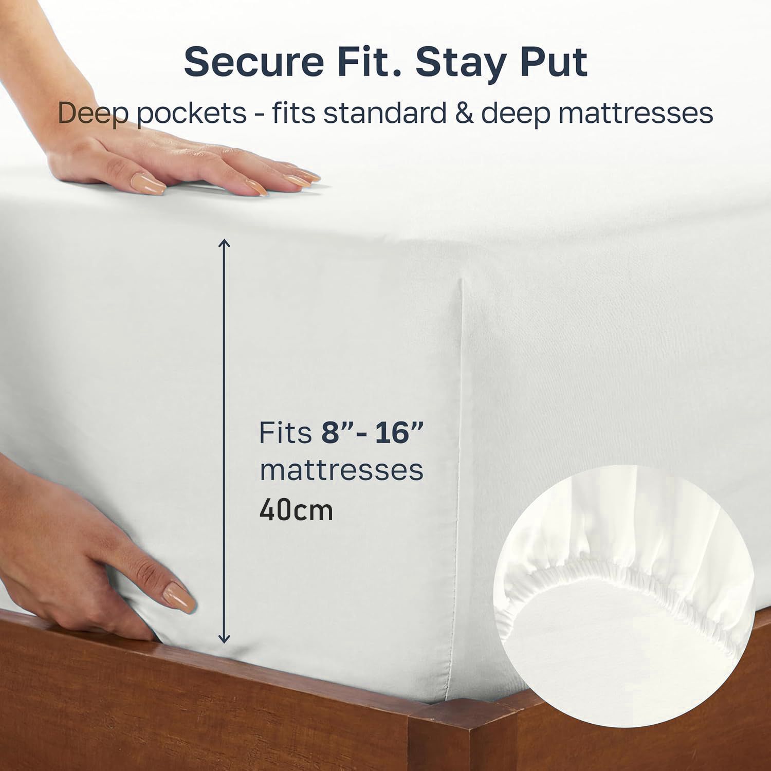 Hotel Quality Fitted sheets - 2 Piece Fitted sheets  -Breathable Bedding - Wrinkle, Fade, Stain Resistant- 26inch/40cm Deep Pocket Fitted Bed Sheet-Wrinkle and Fade Resistant,(White,Queen)