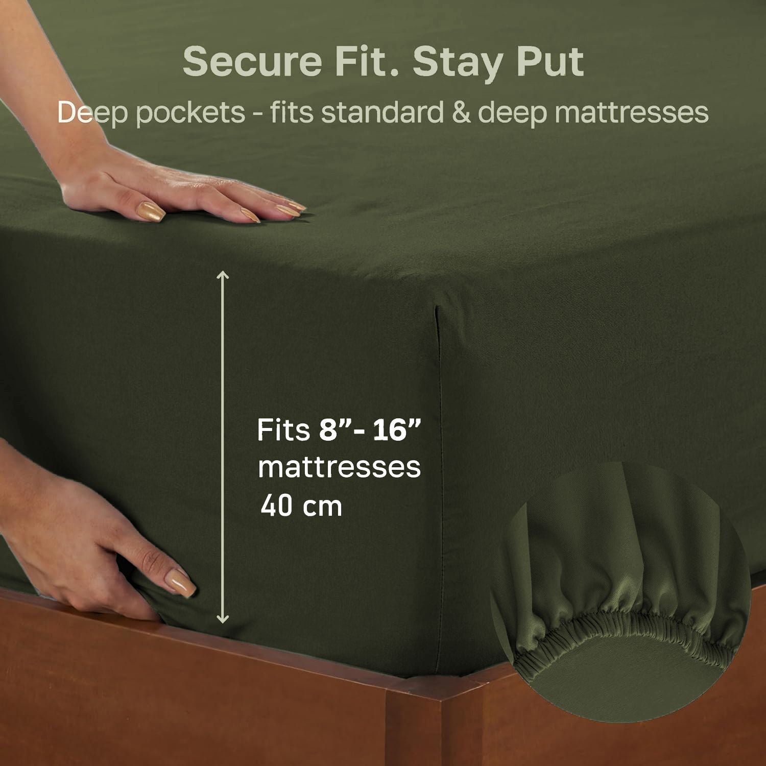 Hotel Quality Fitted sheets - 2 Piece Fitted sheets  -Breathable Bedding - Wrinkle, Fade, Stain Resistant- 26inch/40cm Deep Pocket Fitted Bed Sheet-Wrinkle and Fade Resistant,(Olive green,Queen)