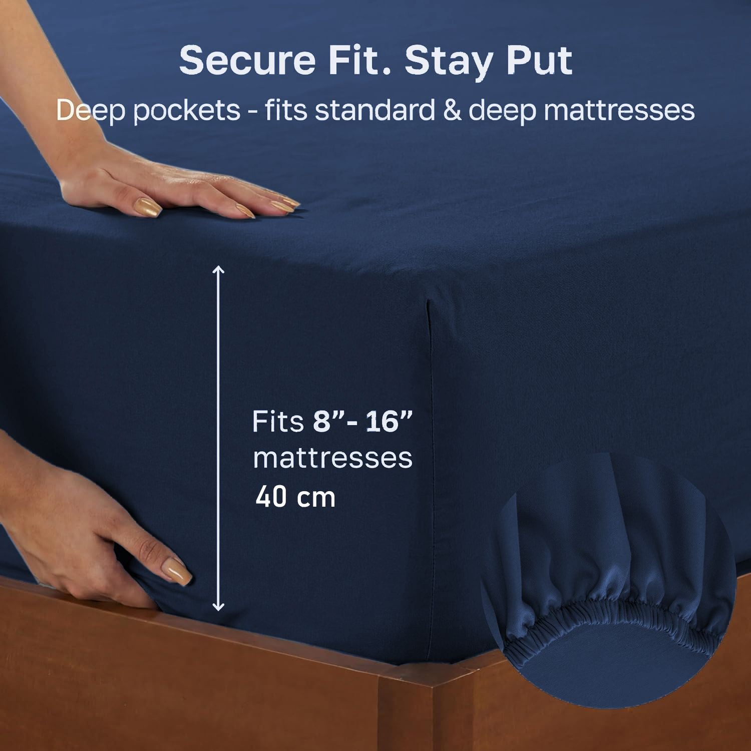 Hotel Quality Fitted sheets - 2 Piece Fitted sheets  -Breathable Bedding - Wrinkle, Fade, Stain Resistant- 26inch/40cm Deep Pocket Fitted Bed Sheet-Wrinkle and Fade Resistant,(Navy,Queen)