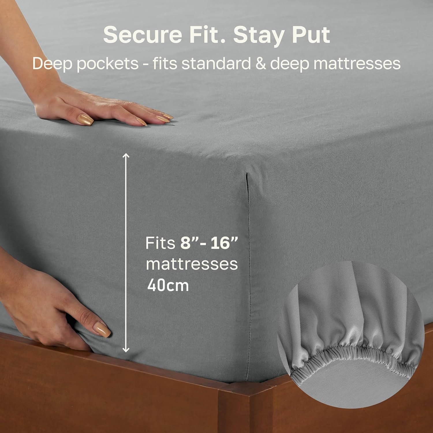 Hotel Quality Fitted sheets - 2 Piece Fitted sheets  -Breathable Bedding - Wrinkle, Fade, Stain Resistant- 26inch/40cm Deep Pocket Fitted Bed Sheet-Wrinkle and Fade Resistant,(Silver-gray,Queen)