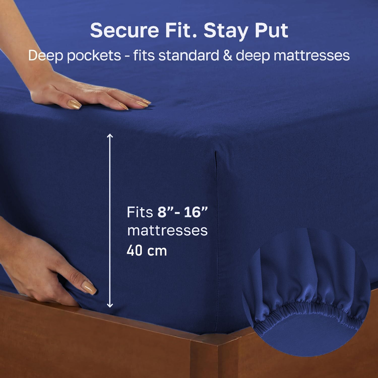 Hotel Quality Fitted sheets - 2 Piece Fitted sheets  -Breathable Bedding - Wrinkle, Fade, Stain Resistant- 26inch/40cm Deep Pocket Fitted Bed Sheet-Wrinkle and Fade Resistant,(Royal blue,Single)