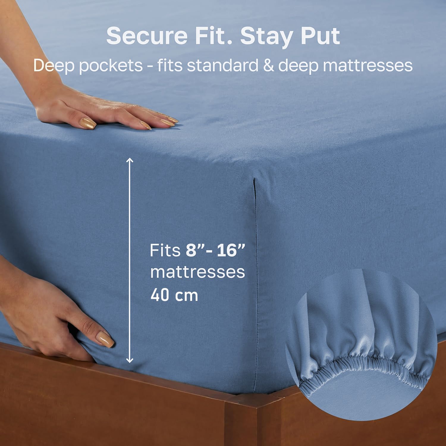 Hotel Quality Fitted sheets - 2 Piece Fitted sheets  -Breathable Bedding - Wrinkle, Fade, Stain Resistant- 26inch/40cm Deep Pocket Fitted Bed Sheet-Wrinkle and Fade Resistant,(Ocean,Single)