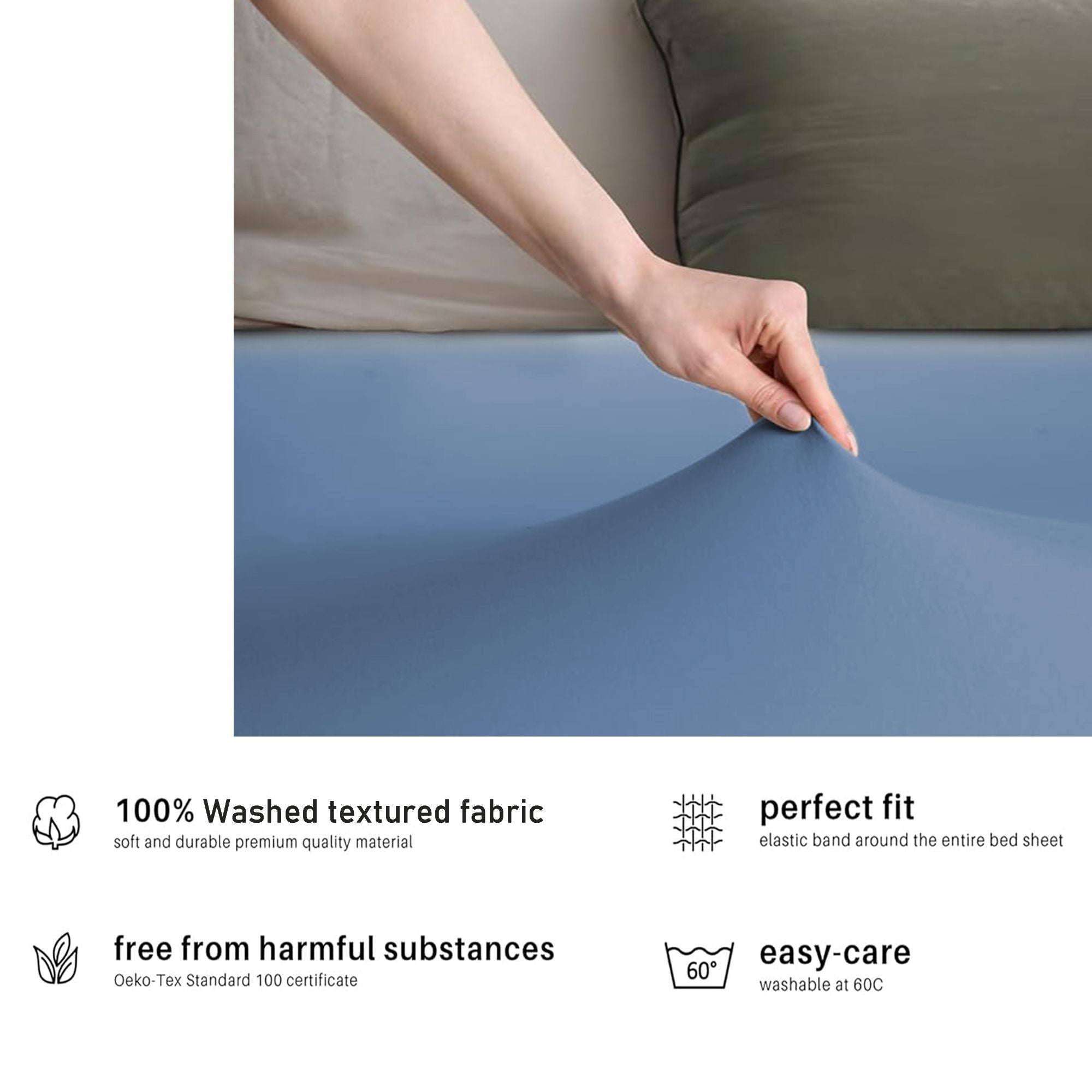 Hotel Quality Fitted sheets - 2 Piece Fitted sheets  -Breathable Bedding - Wrinkle, Fade, Stain Resistant- 26inch/40cm Deep Pocket Fitted Bed Sheet-Wrinkle and Fade Resistant,(Ocean,Single)