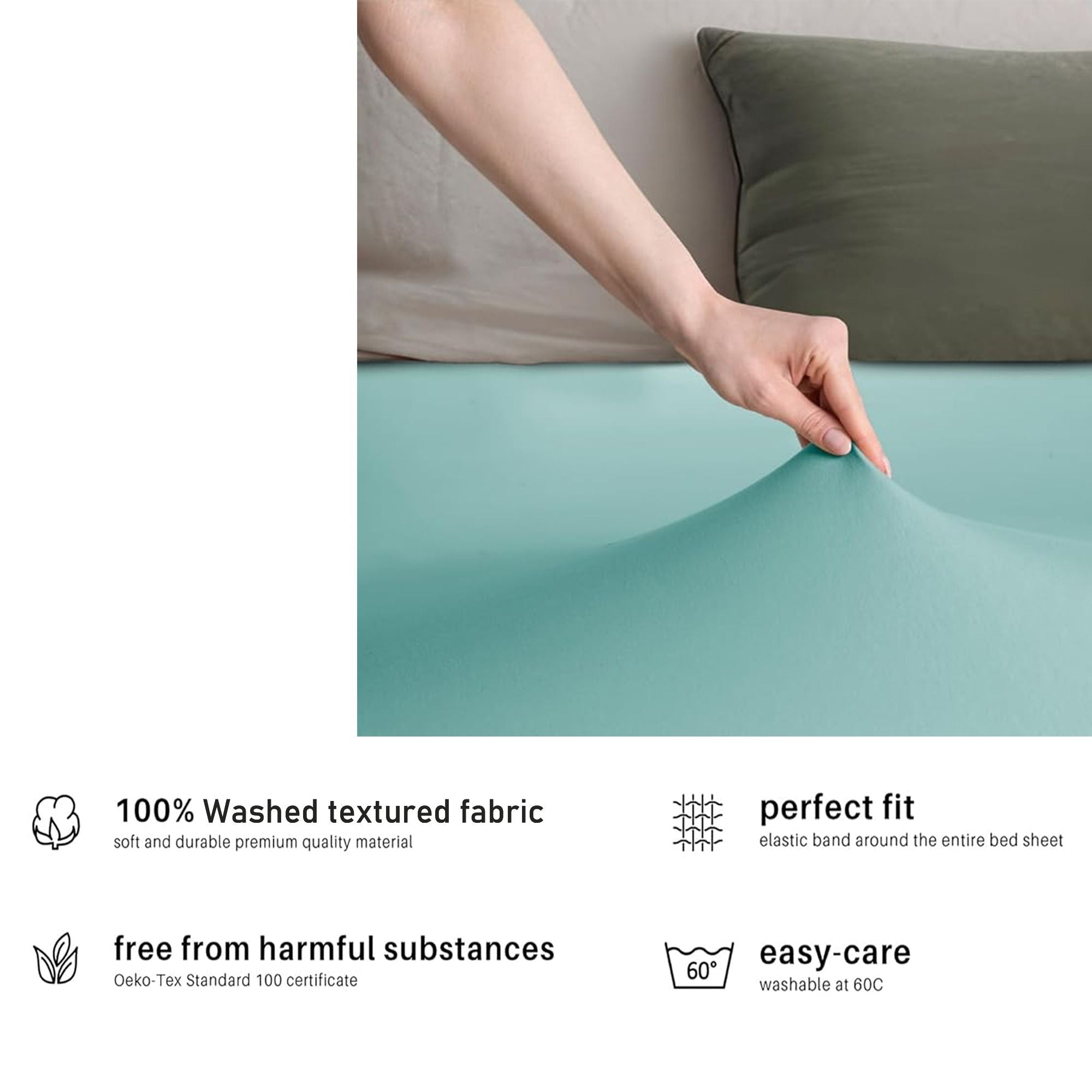 Hotel Quality Fitted sheets - 2 Piece Fitted sheets  -Breathable Bedding - Wrinkle, Fade, Stain Resistant- 26inch/40cm Deep Pocket Fitted Bed Sheet-Wrinkle and Fade Resistant,(Ice blue,Super King)