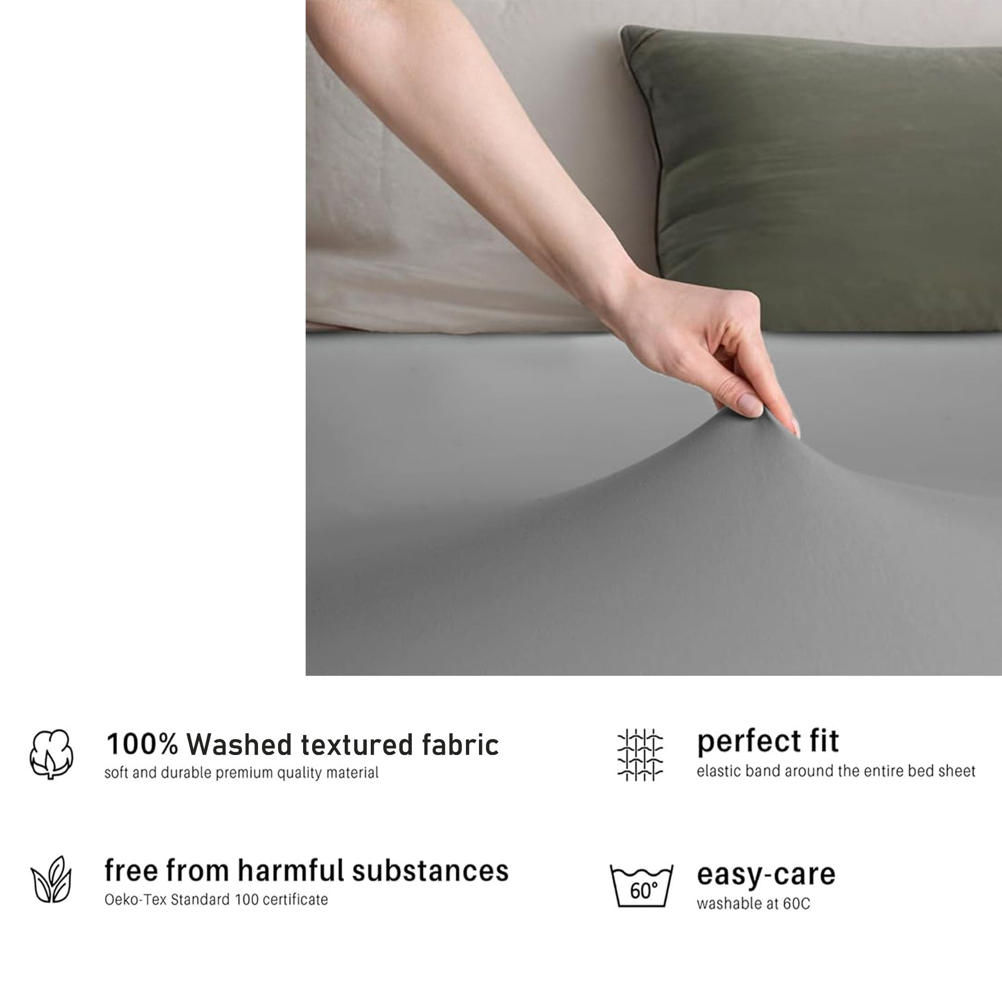 Hotel Quality Fitted sheets - 2 Piece Fitted sheets  -Breathable Bedding - Wrinkle, Fade, Stain Resistant- 26inch/40cm Deep Pocket Fitted Bed Sheet-Wrinkle and Fade Resistant,(Grey,Super King)