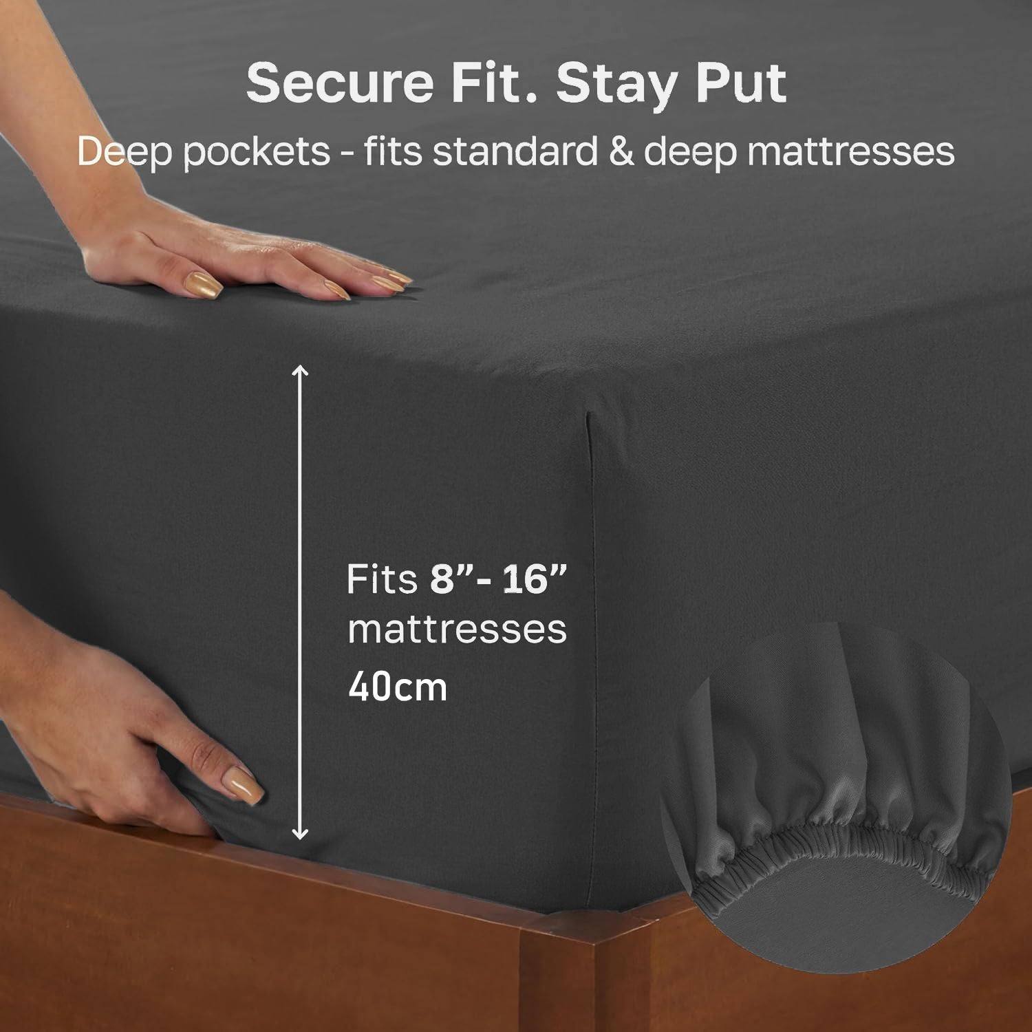 Hotel Quality Fitted sheets - 2 Piece Fitted sheets  -Breathable Bedding - Wrinkle, Fade, Stain Resistant- 26inch/40cm Deep Pocket Fitted Bed Sheet-Wrinkle and Fade Resistant,(Dark gray,Super King)